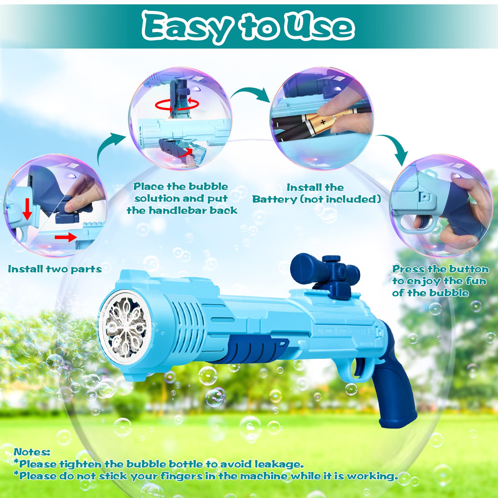 Macchina Bolle di Sapone, Panamalar Pistola a Bolle per Bambini con Luce, 10000+ bolla colorate/min, Creatore di soffiatori di bolla per Esterno/Giardino/Festa/Matrimonio/Regalo/Giocattoli Estivi