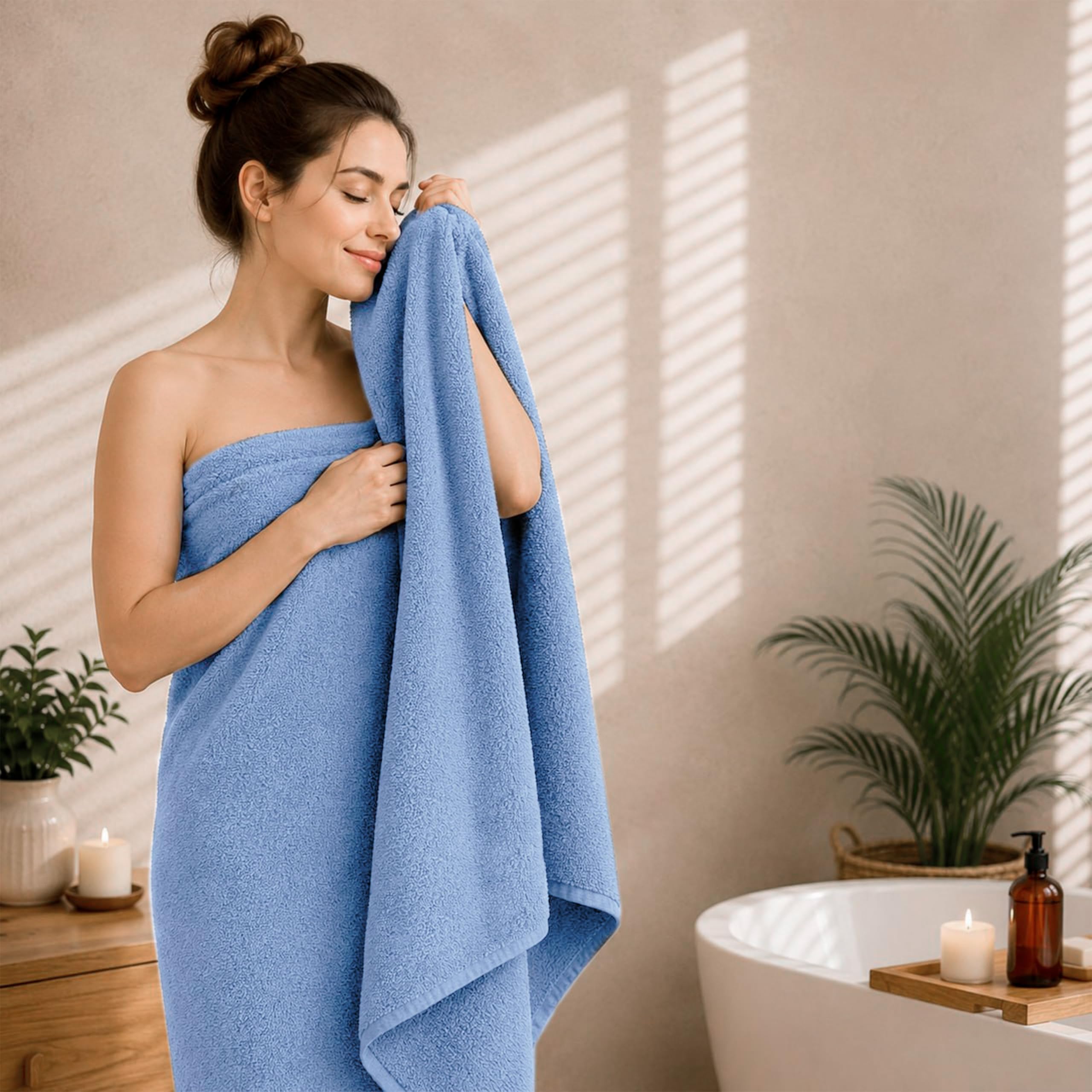 altego Asciugamano da bagno Grande 100x200 cm - Telo doccia in 100% cotone premium - Asciugamano Grande doccia 100x200 - Telo spugna morbido assorbente - Telo sauna spa mare (Blu)