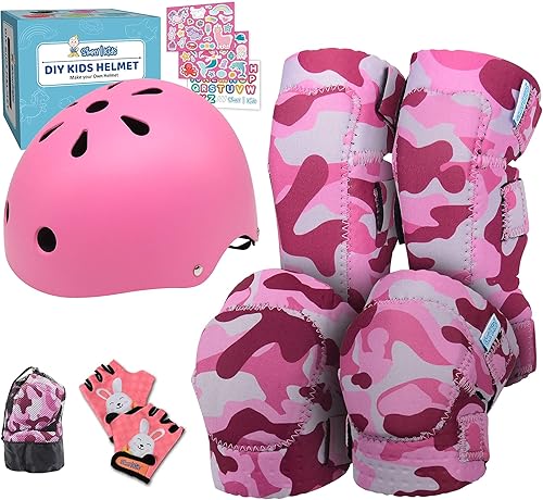 Paquete de las maravillas para niñas: juego de equipo de protección para niños + casco para niños, el mejor regalo para niñas pequeñas