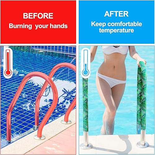 Miniatura 4 de Junkin Cubierta de barandilla de piscina cubierta de barandilla de mano para piscina, barandilla de 4 pies, agarre de riel azul antideslizante para