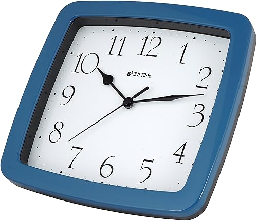 Miniatura 2 de JUSTIME Reloj de pared cuadrado de cuarzo resistente al agua de 8.5 pulgadas especial para espacios pequeños, oficina, barcos, RV (W40025-BL azul)
