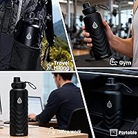 Vista 9 de Botella de agua aislada de acero inoxidable de 24 onzas, 48 horas fría y caliente 24 horas, tapa de boca ancha a prueba de fugas