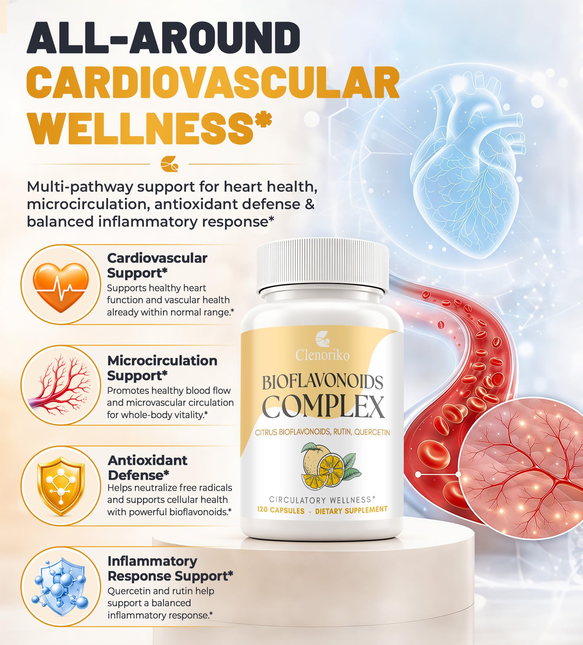 Citrus Bioflavonoids 1000mg with Quercetin & Rutin - Bioflavonoids for Antioxidant & Circulation*, Flavonoids Supplements - Standardized to 50% Hesperidin, 120 Capsules (60-Day Supply) — Amazon image 3