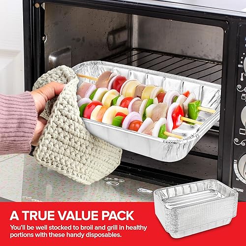 Miniatura 7 de Stock Your Home Paquete de 25 mini sartenes para horno tostador, porción individual, para uso personal y dormitorios, 8.5 x 6 pulgadas, ideal para
