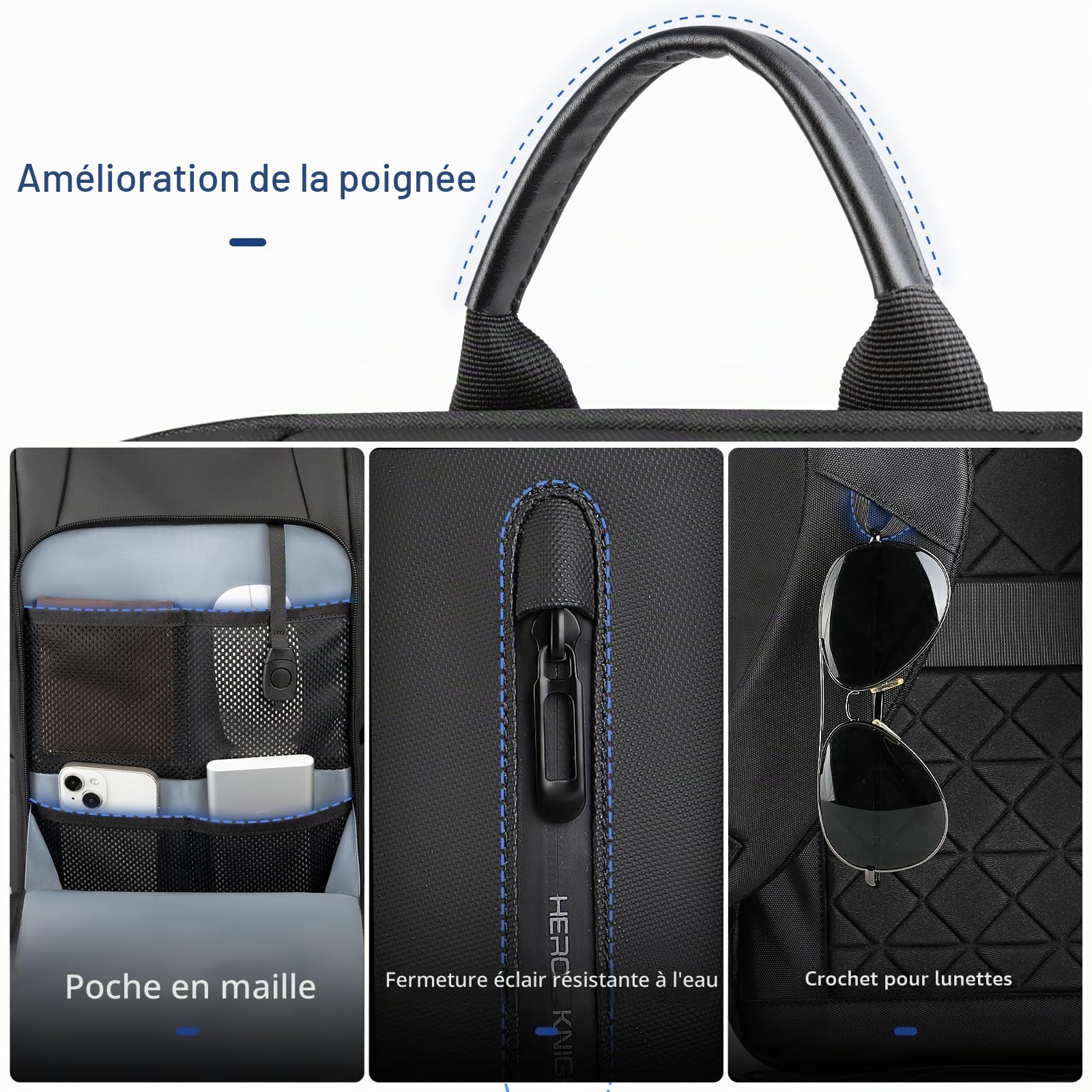 Sac à dos Homme pour Ordinateur Portable 15.6 Pouces | Unisexe Bagage à main Laptop étanche pour le bureau, le voyage, l'université avec port USB