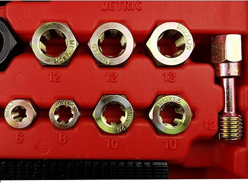 Miniatura 9 de Juego de 42 herramientas de reenhebrado de coche, kit de herramientas de reparación de restaurador de reenhebrado, incluye tamaños métricos, UNF y