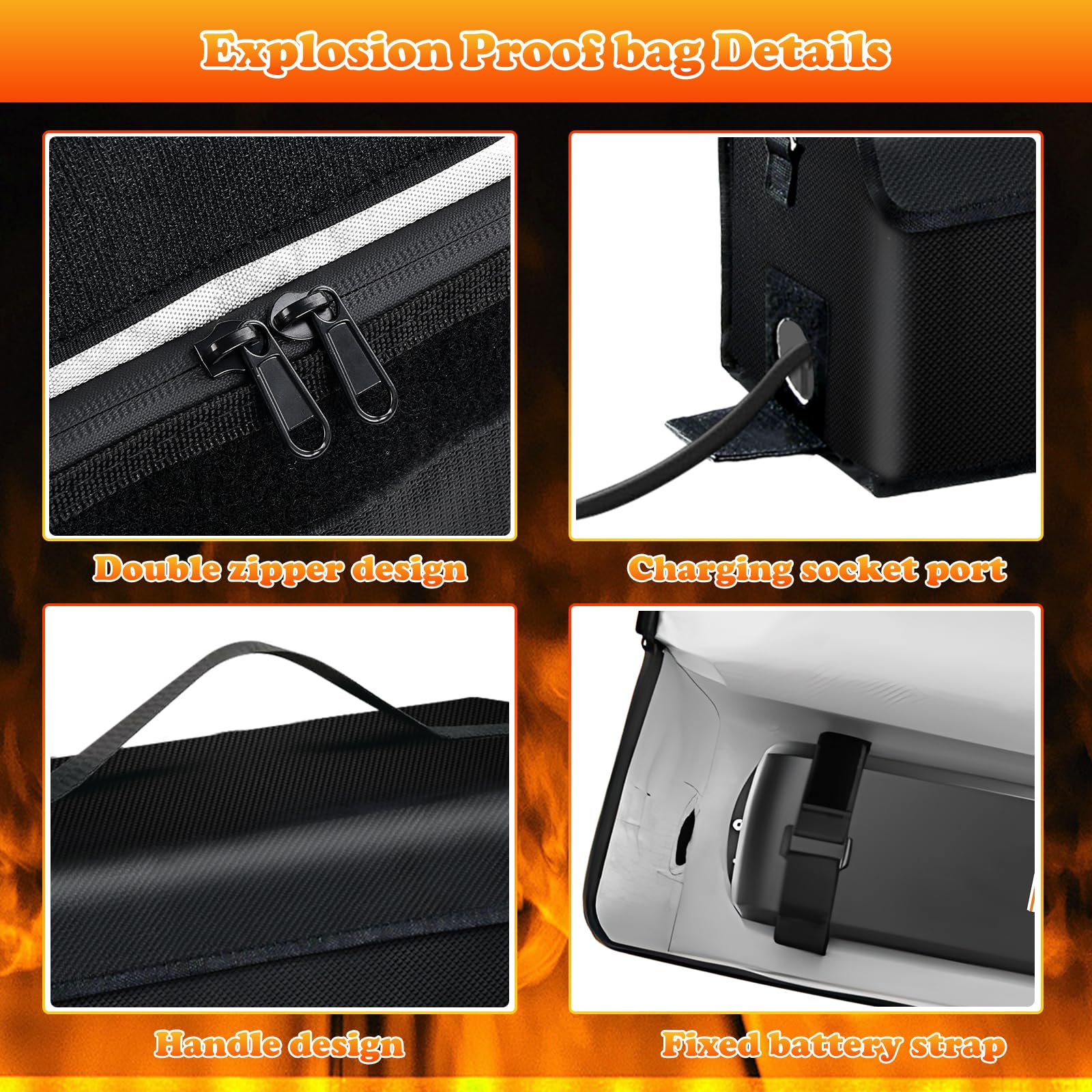 Orgrul Ebike Accutas, vuurvast tot 1250 °C, waterdicht en explosiebestendig, Lipo Safe Bag voor opslag, transport en opladen, om beschadigingen door stoten te voorkomen (49 x 15 x 15 cm Orgrul Ebike Accutas, vuurvast tot 1250 °C, waterdicht en explosiebestendig, Lipo Safe Bag voor opslag, transport en opladen, om beschadigingen door stoten te voorkomen (49 x 15 x 15 cm