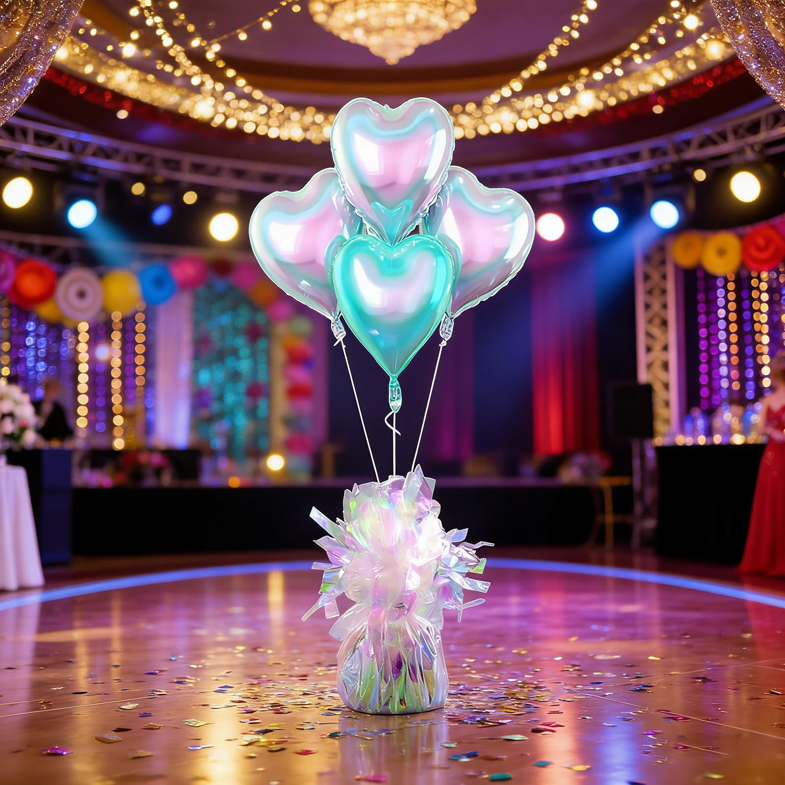 6 Stück dekorative Ballongewichte aus metallischer PET Folie, Ballonhalter für Geburtstage, Hochzeiten, Partys, Gaduationsfeiern, Partyhalter