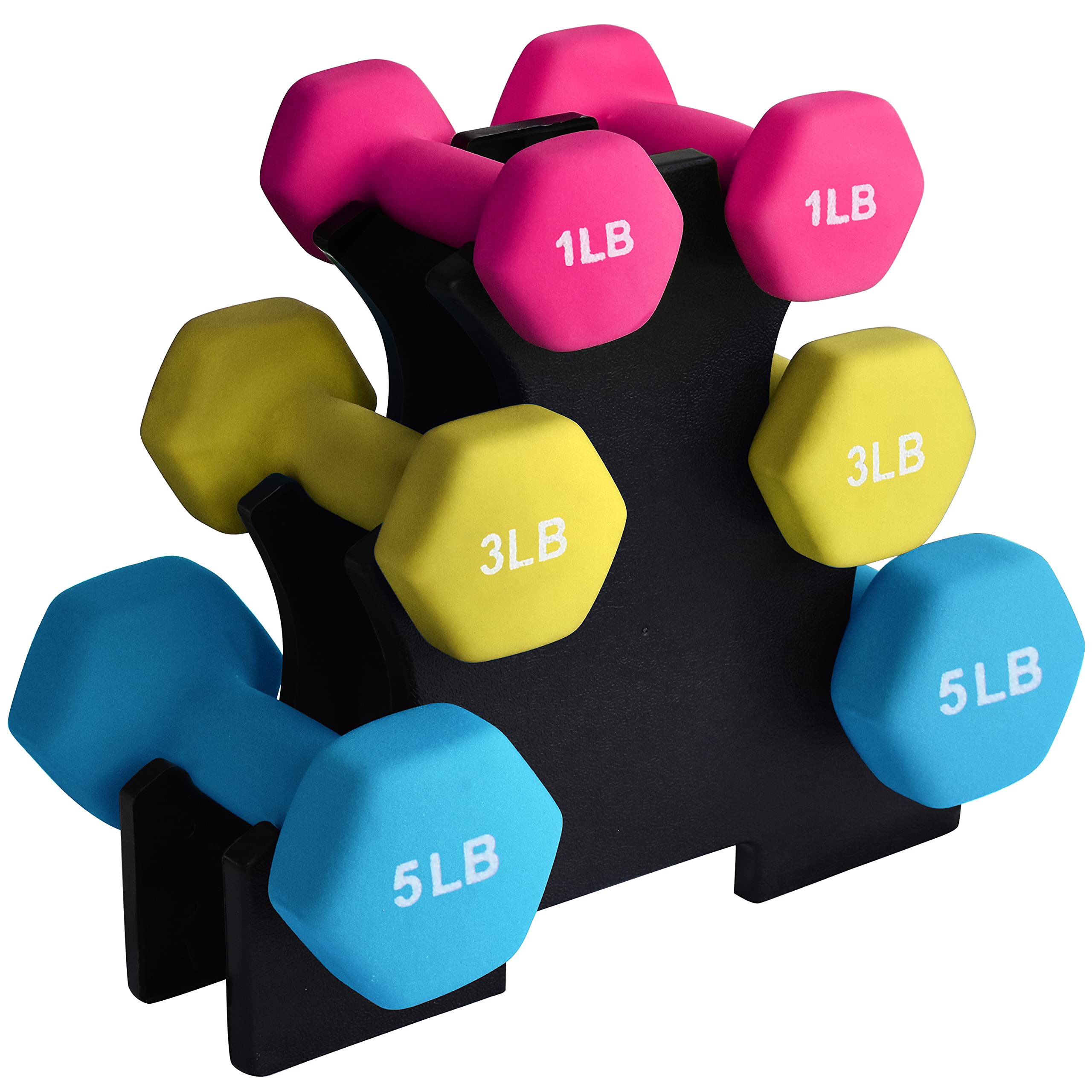 Balelinko Hand Weights Neoprene Coated Hex Dumbbell Set with Rack Stand