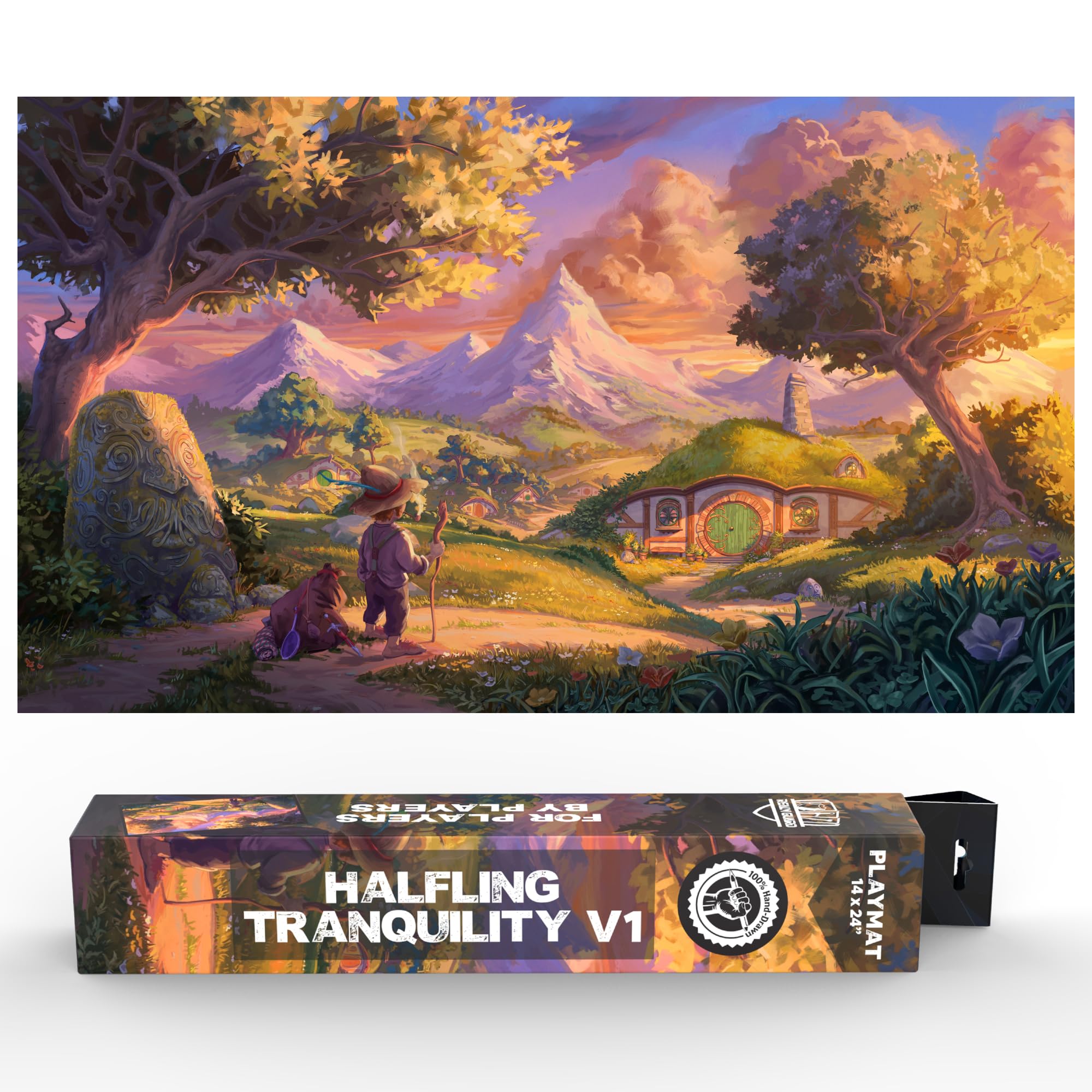 Realm Guard - 14x24 Stitched Thick Premium TCG/MTG Playmat (Halfling Tranquility) (V1)