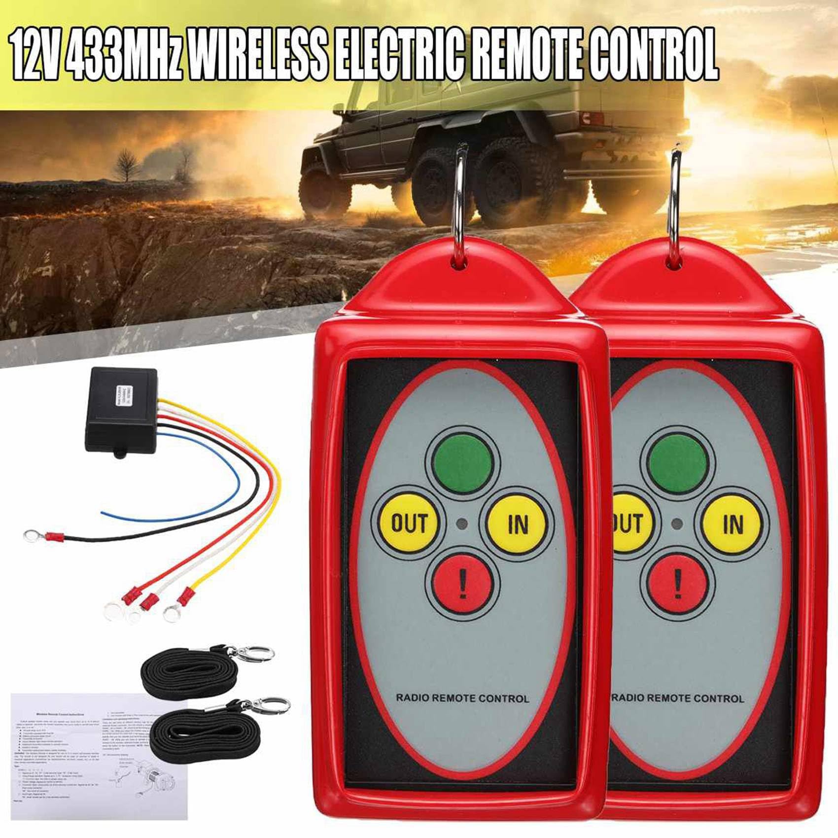 6X Kit de Recuperación de Control Remoto de Cabrestantes Inalámbricos Digitales de 12V-24V 433MHz para SUV Camionetas Todoterreno