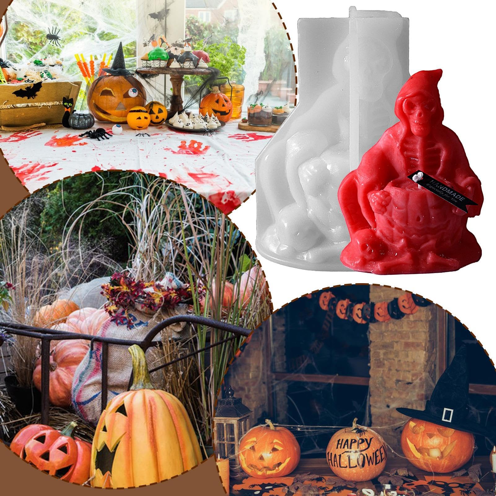 ESEDAGE Moule En Silicone Pour Bougies En Résine Et Chocolat - Motif Tête De Mort - 10,2 Cm - Pour Halloween