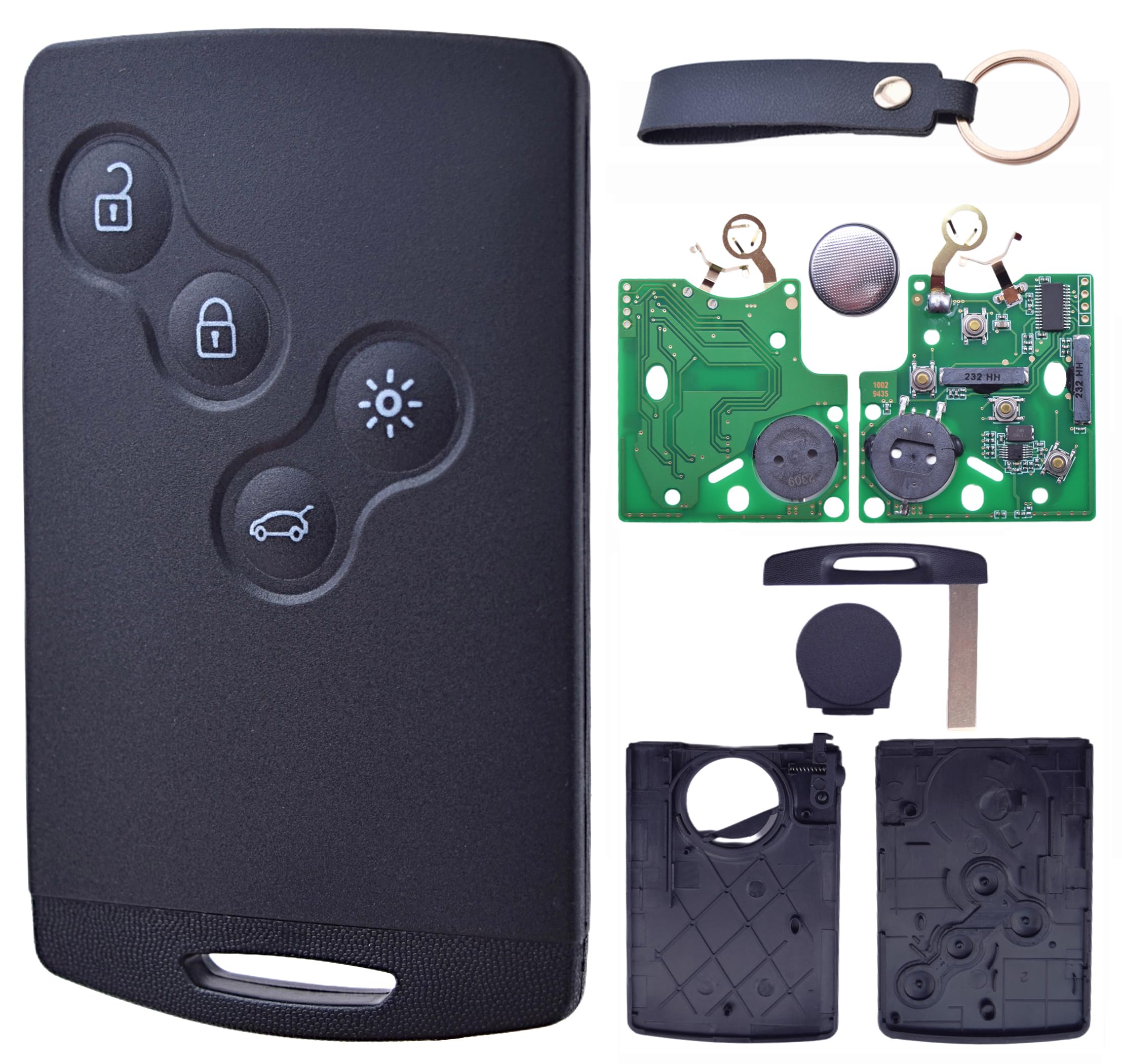 Clé Carte Complète Electronique à Programmer Compatible avec Renault Clio 4 (2009-2015) Captur (2013-2019) Puce 433MHz PCF7953/4A