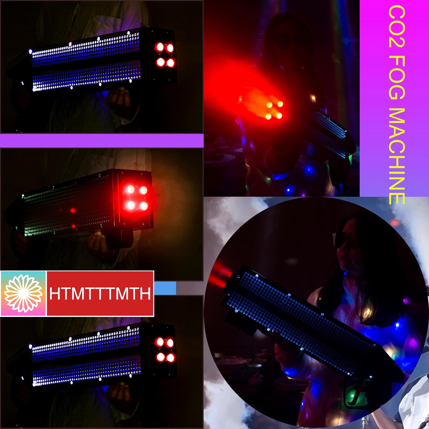 Stage LED CO2 Jet Machine Handheld Stage Effect Smoke Machine CO2 Fog Machine with RGB Lights Cannon for Nightclub Wedding Party Dj Concert Live Party Stage Special Effect