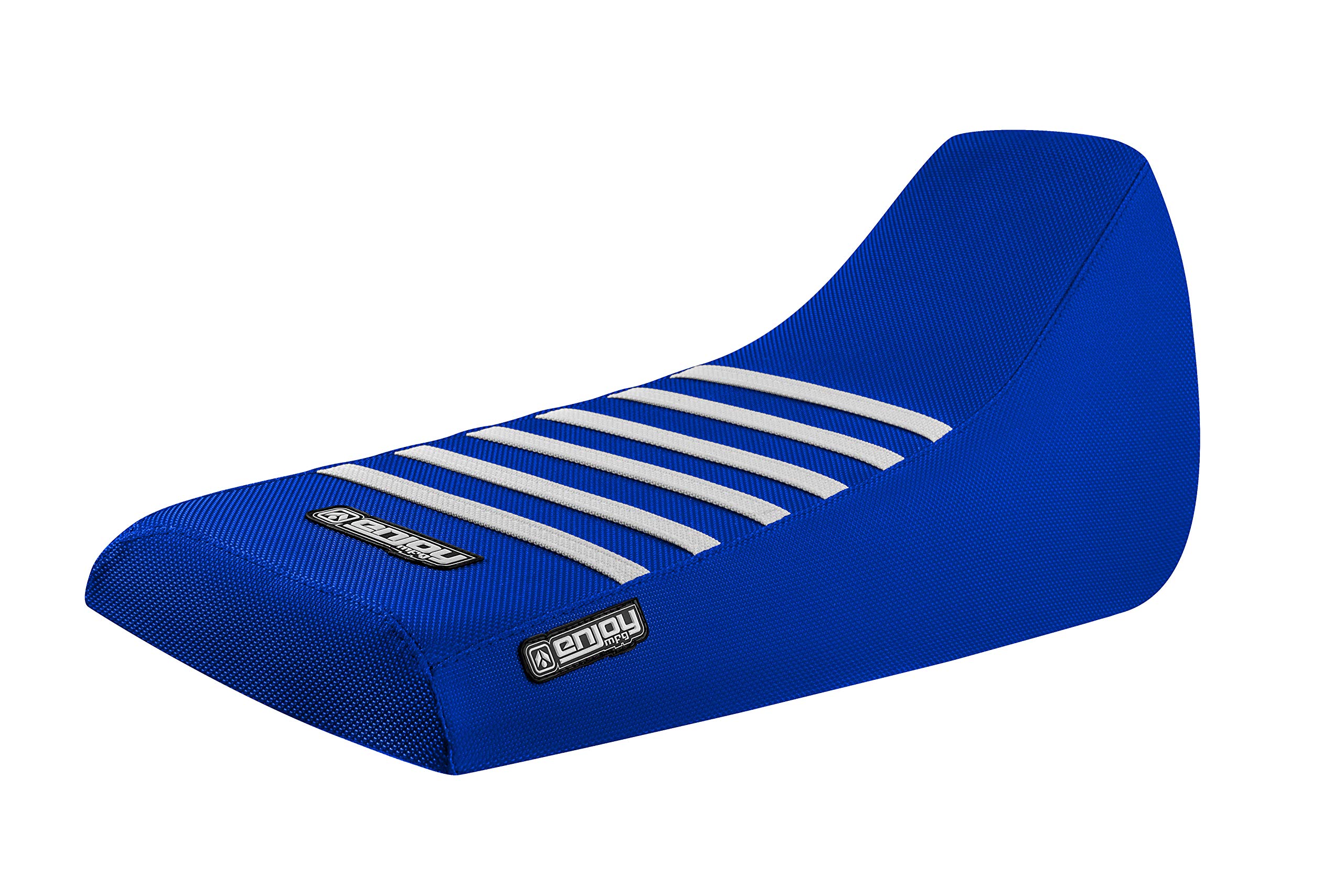 Enjoy Mfg Seat Cover - Compatible Fit for 1983-2010 Yamaha PW80 / PW 80 - All Blue/White Ribs #180