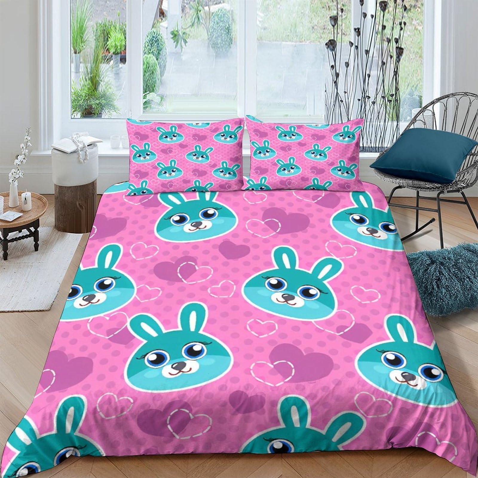 Parure de lit Lapin Mignon housse de couette 220x240cm et 2 taies