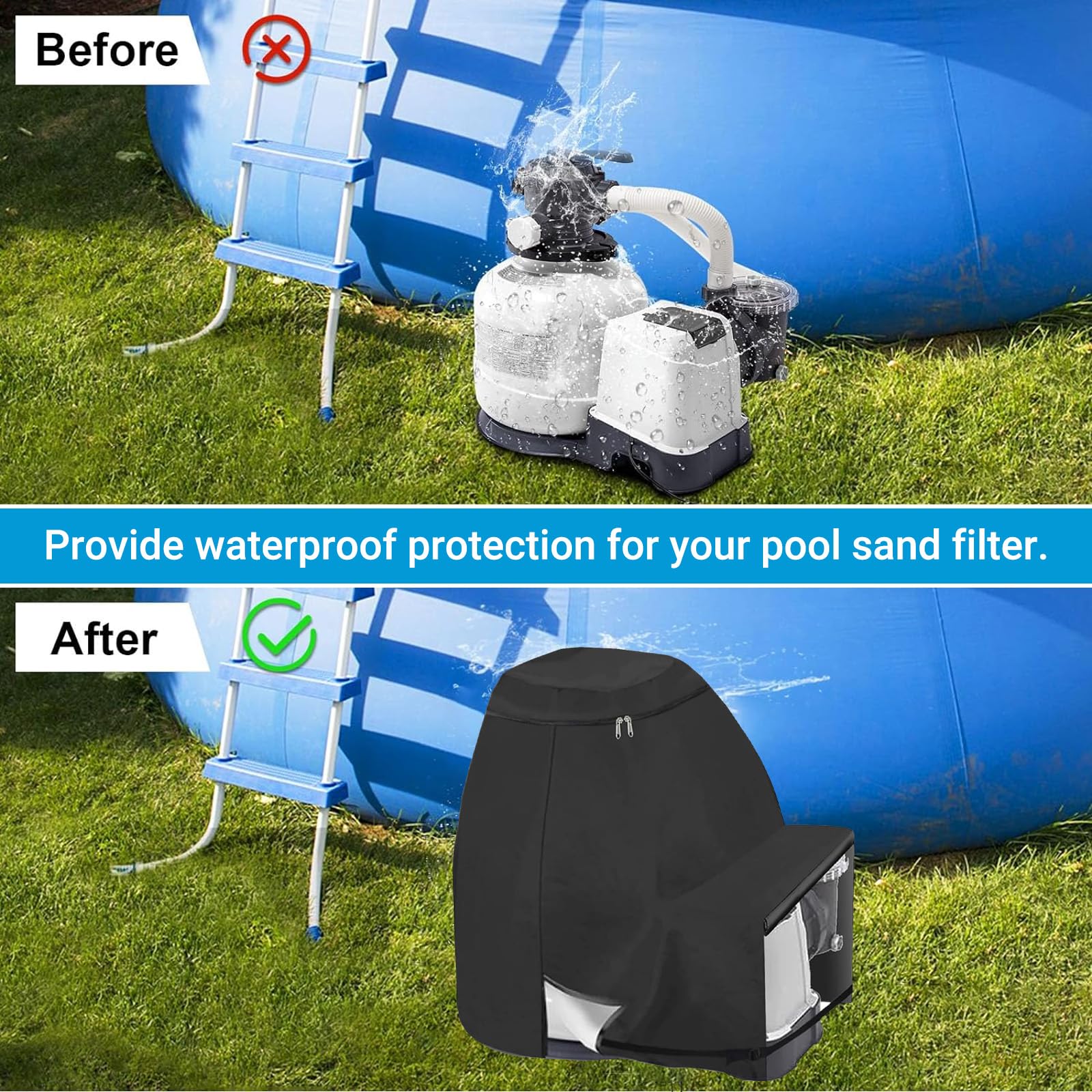 Cubierta para Bomba de Piscina,Cubierta de Filtro de Arena 70x65x55 cm,Bomba Calor Piscina Cubierta,Cubierta para Sistema de Filtro de Arena,para Equipos Piscina Aire Libre Unidades