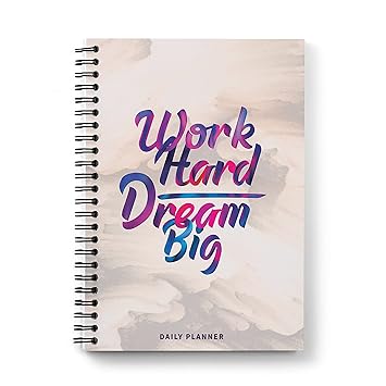 Scribpal - Undated Daily planner and journal; Organiser diary to manage your task, to do list, meetings, calls and your wellness with health tracker; Laminated hard cover; Work Hard Dream Big