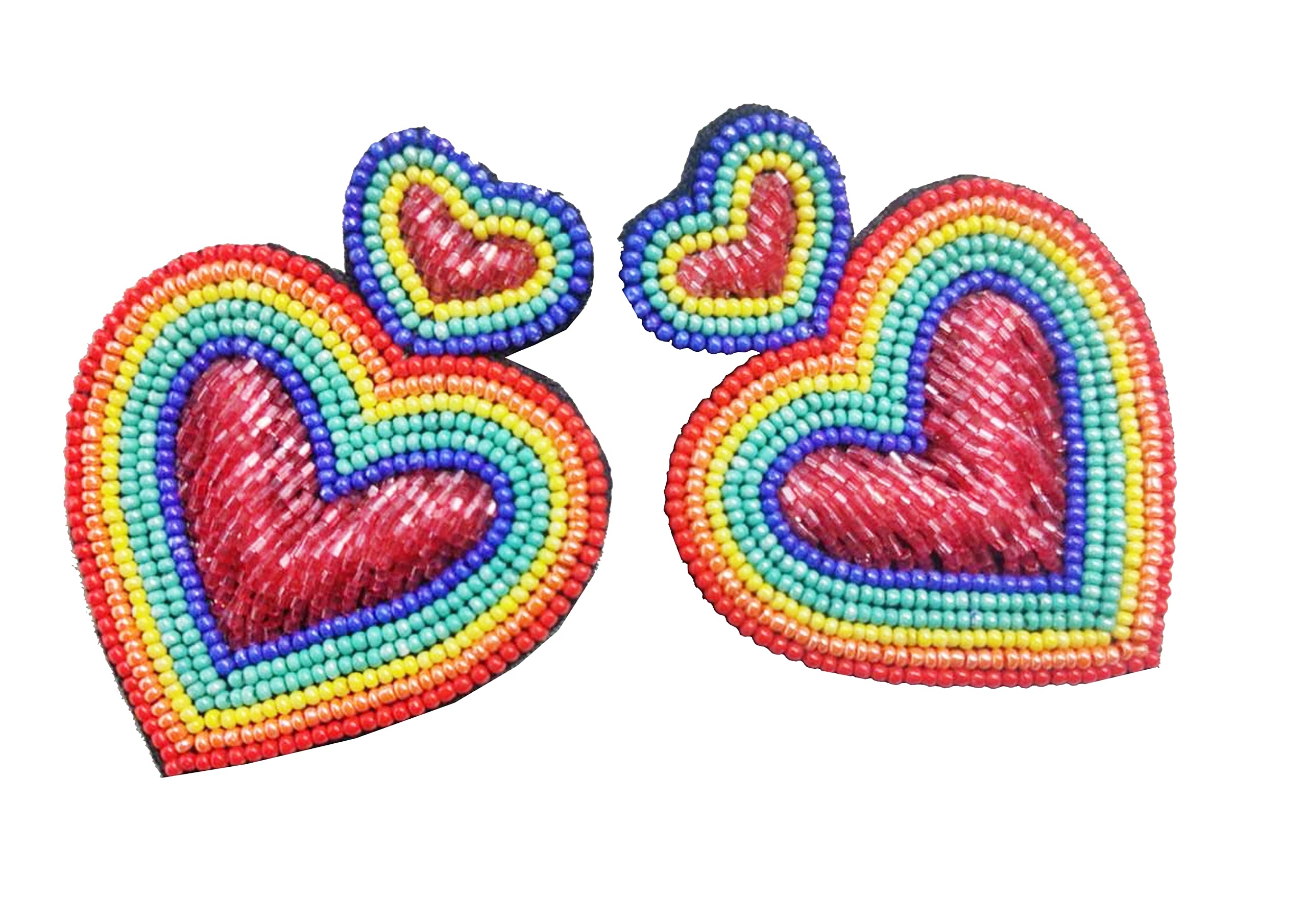 CRAFTING INFINITYHEART STORY Earrings,Handmade Embroidered Earrings for Women & Girls,Evil Eye Light Weight Earrings for Women and Girls, Blue, Yellow, Big. Trendy Boho Chic