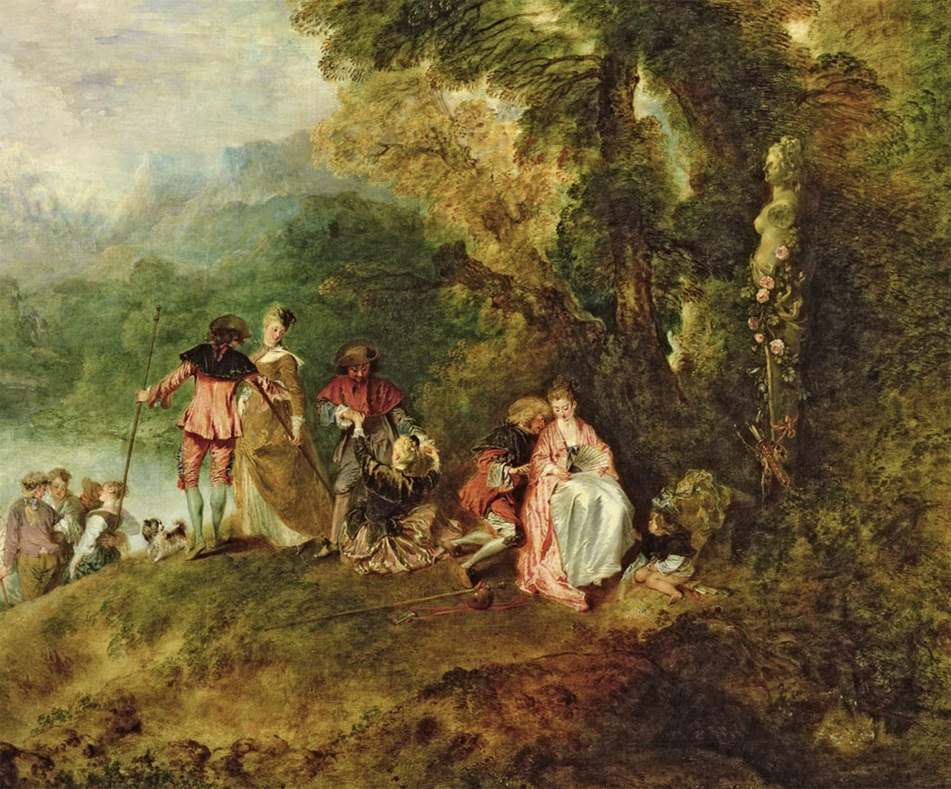 POSTERIIk Famous Modern Artwork Art Mural Embarkation for Cythera by Jean Antoine Watteau Oil Paintings Pictures for Home Decor 60x90cm