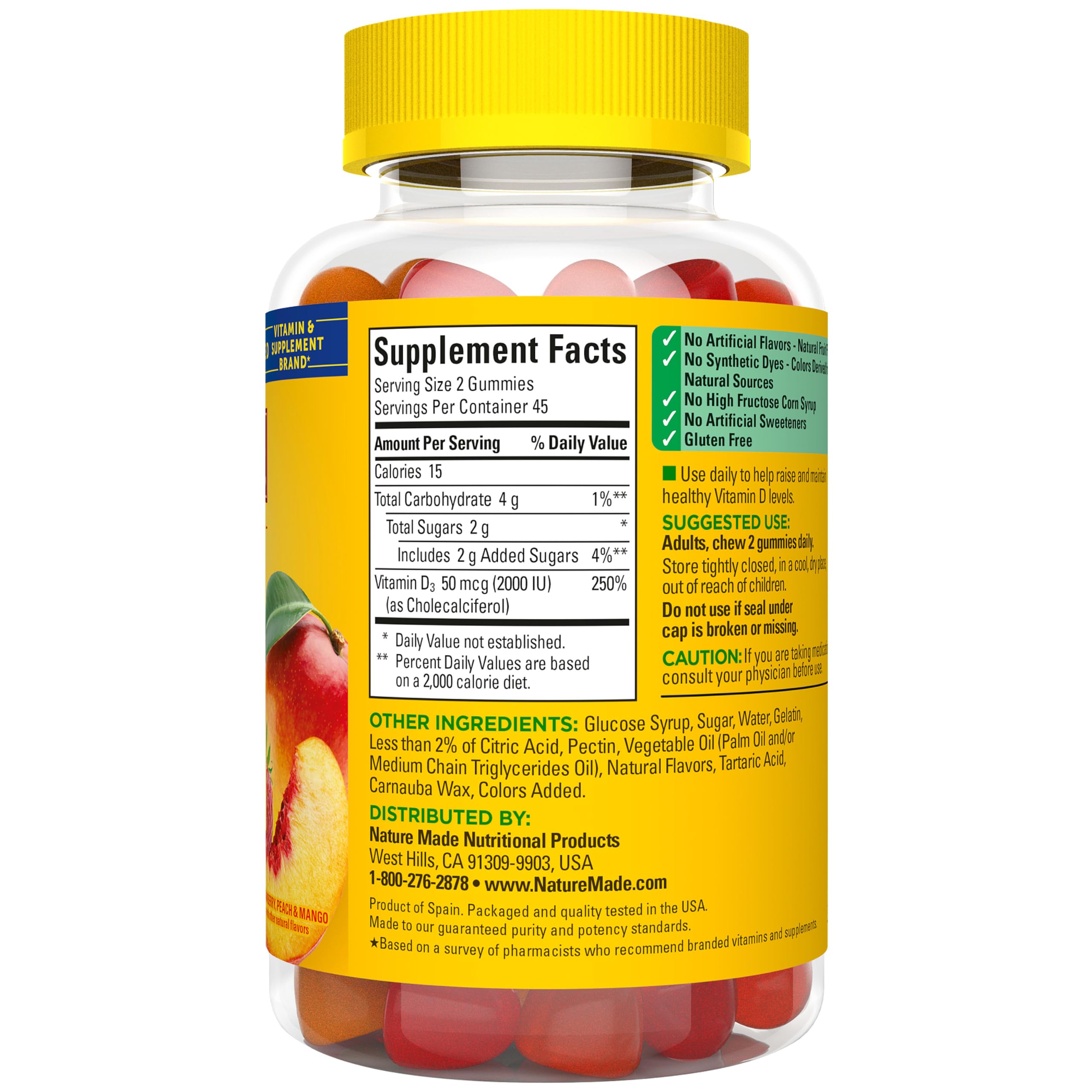 Nature Made Vitamin D3 2000 IU (50 mcg) per Serving, 90 Vitamin D Gummies — Amazon image 8