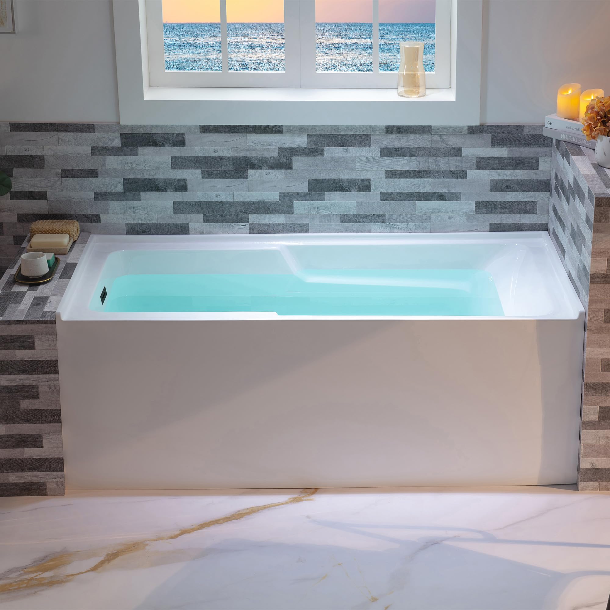 Photo 1 of WOODBRIDGE 54" Acrylic Alcove Bathtub - Matte Black Drain