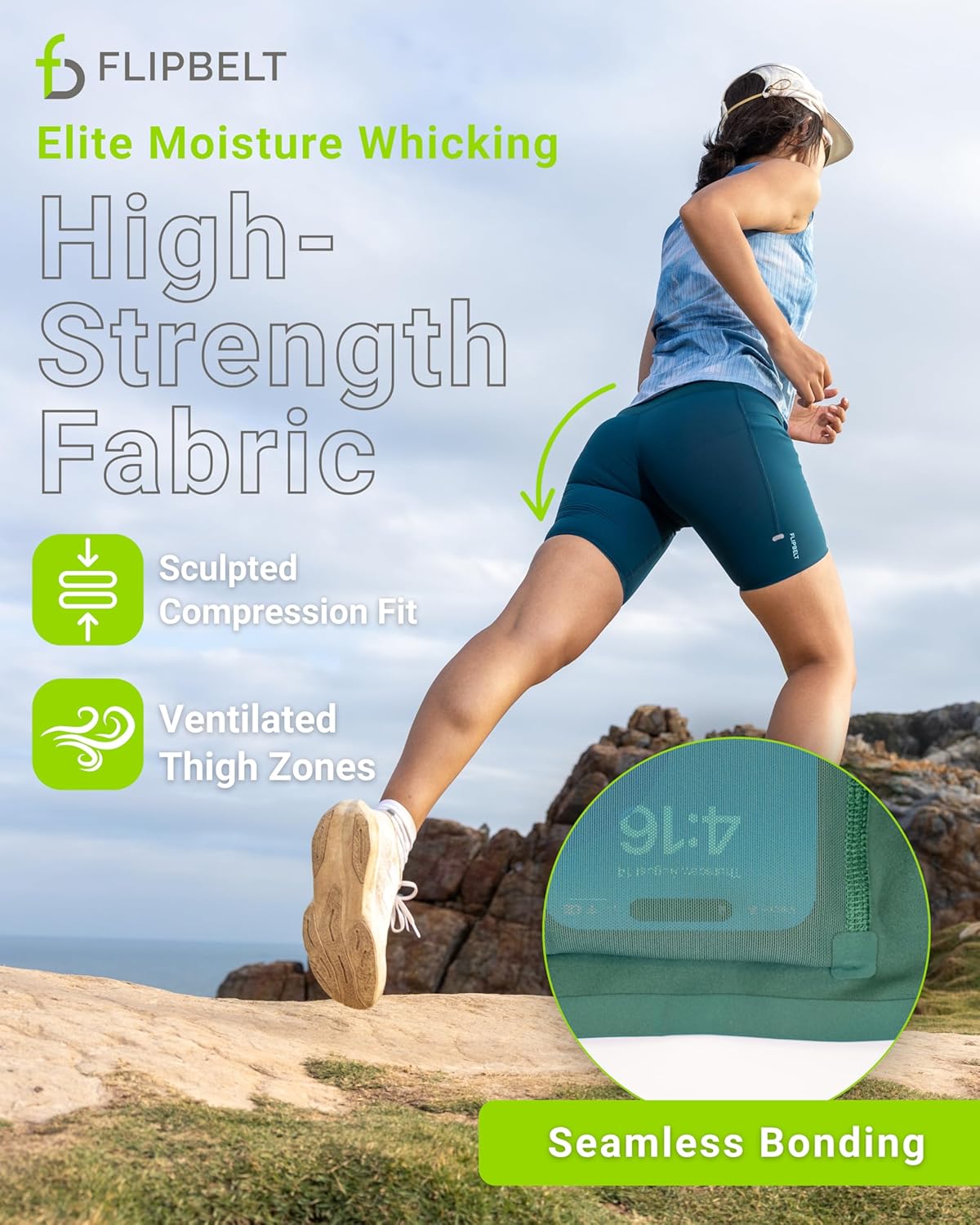 FlipBelt Women’s Air Compression Shorts – Lightweight, Moisture-Wicking with Built-in Phone Pocket – USA Small Business - Image 5