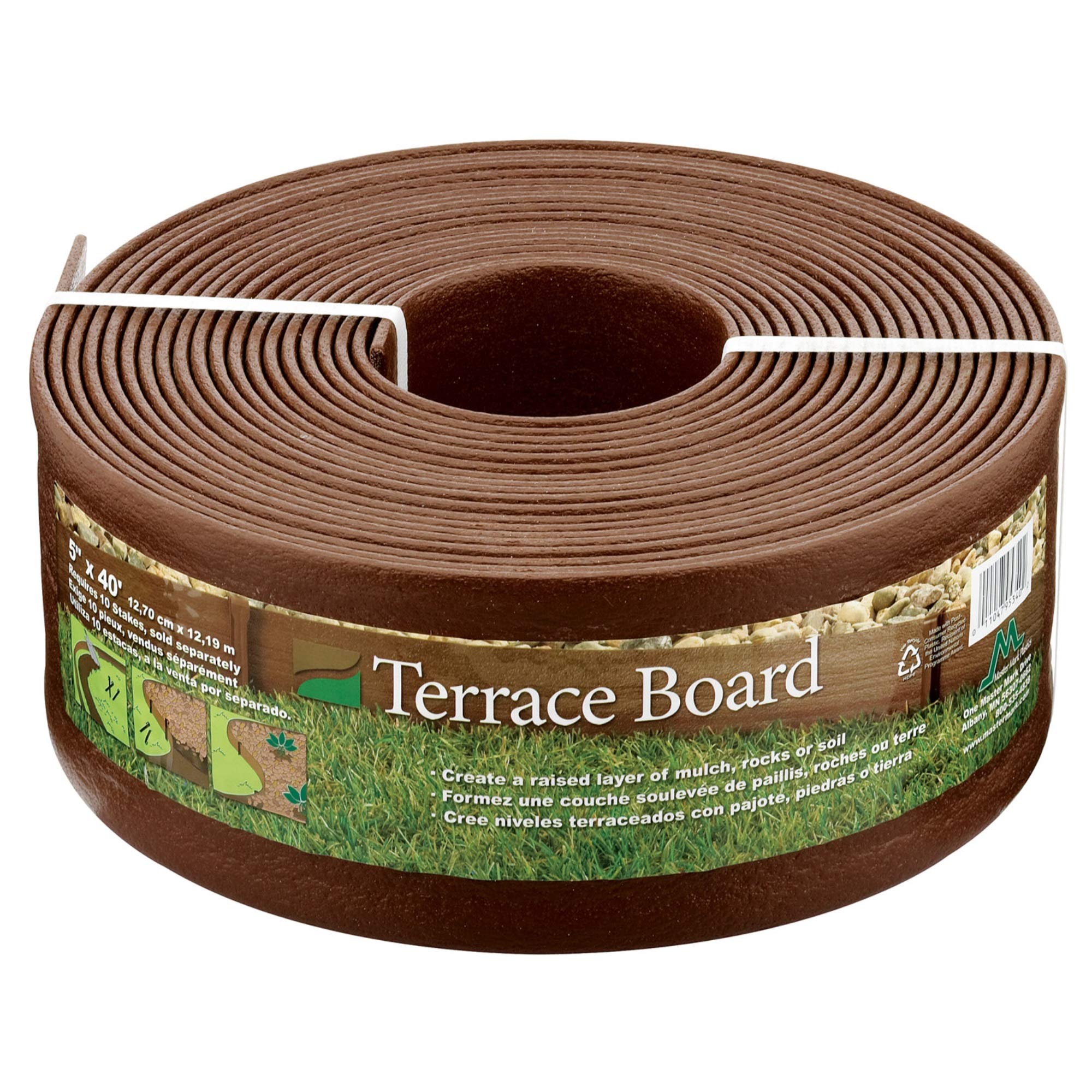 Master Mark Plastics 95340 Terrace Board Foot Landscape Edging Coil 5 Inch by 40 Foot, Brown