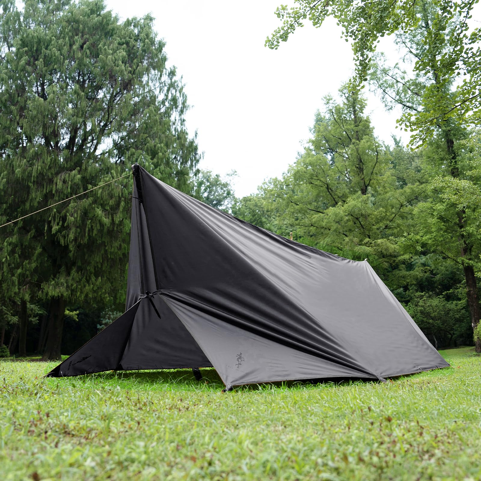 FREE SOLDIER Telo da campeggio impermeabile Tenda amaca grande Telo Telone portatile Tettoia anti-UV Riparo Blocco parasole Tendalino per campeggio Escursionismo Viaggiare(Grigio, Con chiodi)