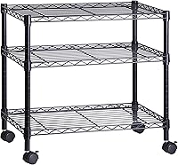 Vista 1 de Honey-Can-Do Organizador de estante multimedia de 3 niveles con estantes ajustables, estantería de alambre de acero negro, estante de almacenamiento