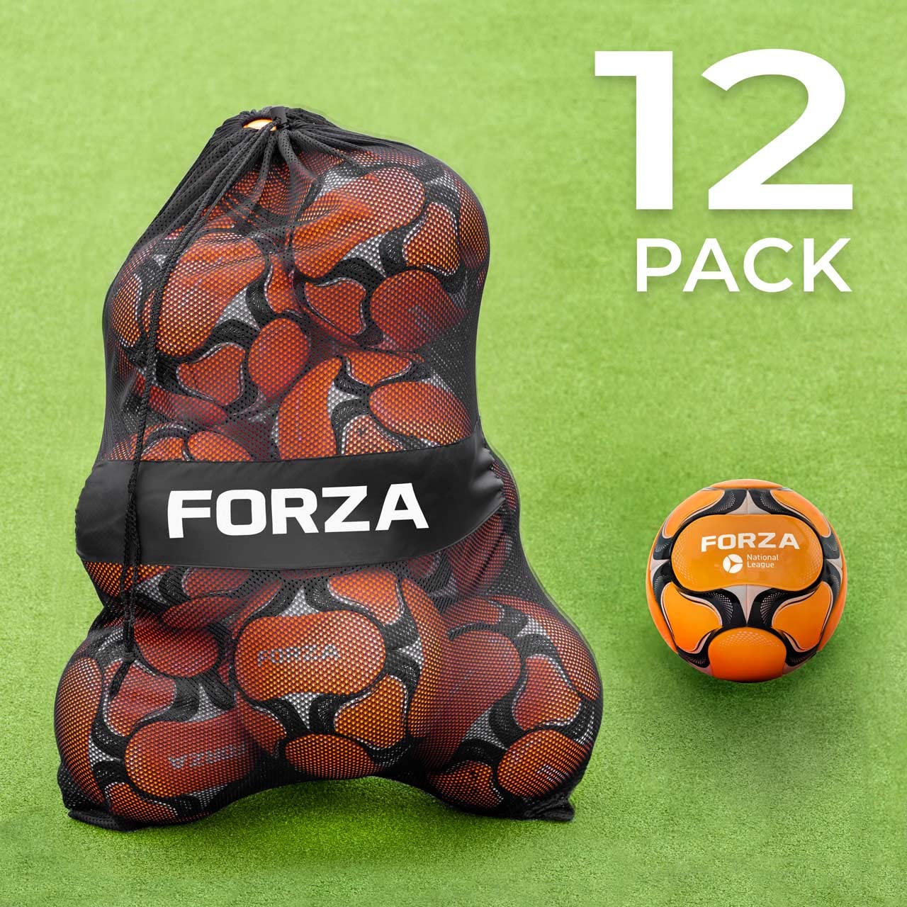 FORZA Pallone Da Calcio E Borsa - Set Di Palloni Di Varie Taglie | Palla Calcio Con Sacco In Rete Incluso | Ampia Gamma Di Palloni Per Partite, Competizioni Ed Allenamento | Attrezzatura Calcio