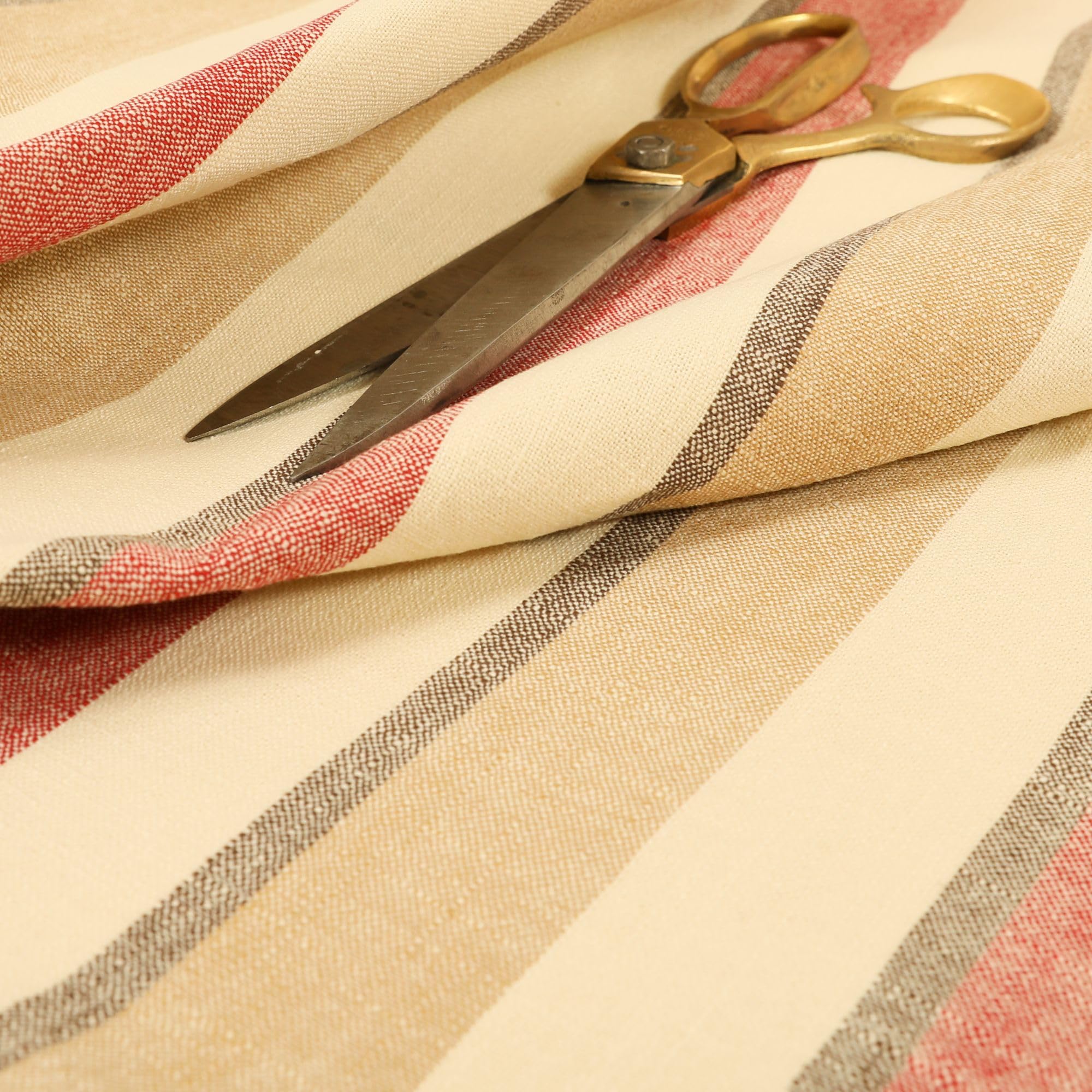 Redbrick Mill Fabrics Quality Scottish Striped Pattern Chenille Curtain Furnishing Upholstery Fabric (Red, 10cm x 8cm Sample)