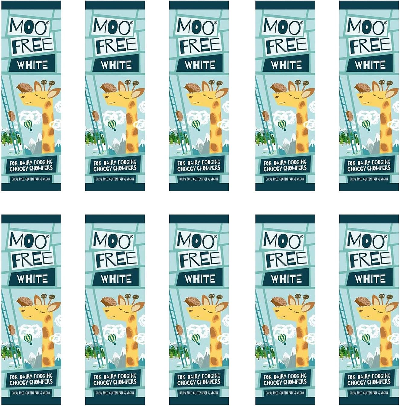 Moo Free Natural White Chocolate Dairy Free & Vegan Mini Bar 20g, 10 pack