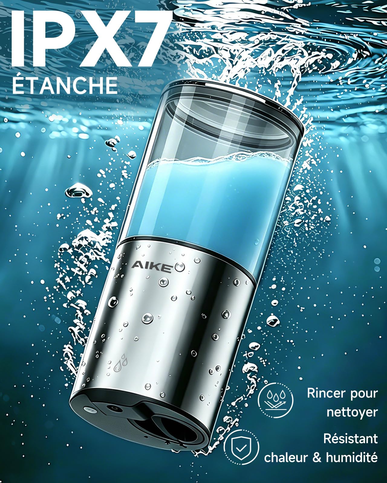 AIKE Distributeur Savon Automatique, IPX7 Étanche avec, Acier Inoxydable