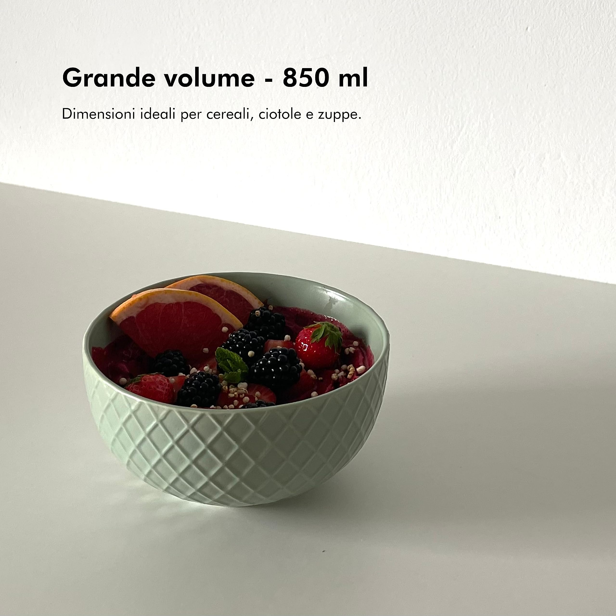 KIVY Ciotole in ceramica, 6 x 850 ml, grandi ciotole per cereali e zuppe, in ceramica