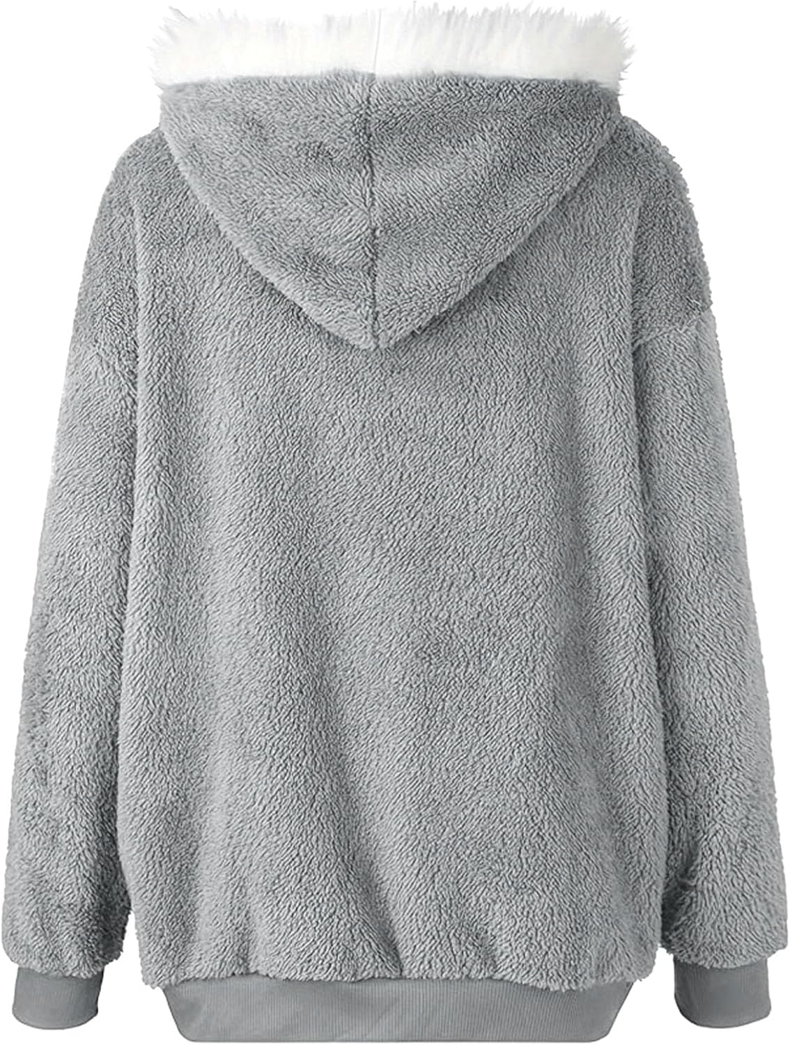 Fuzzy Fleece Jacket for Women Plus Size Warm Winter Coats Fluffy Sherpa Hoodie Zip up Loose Casual Cardigan Outerwear