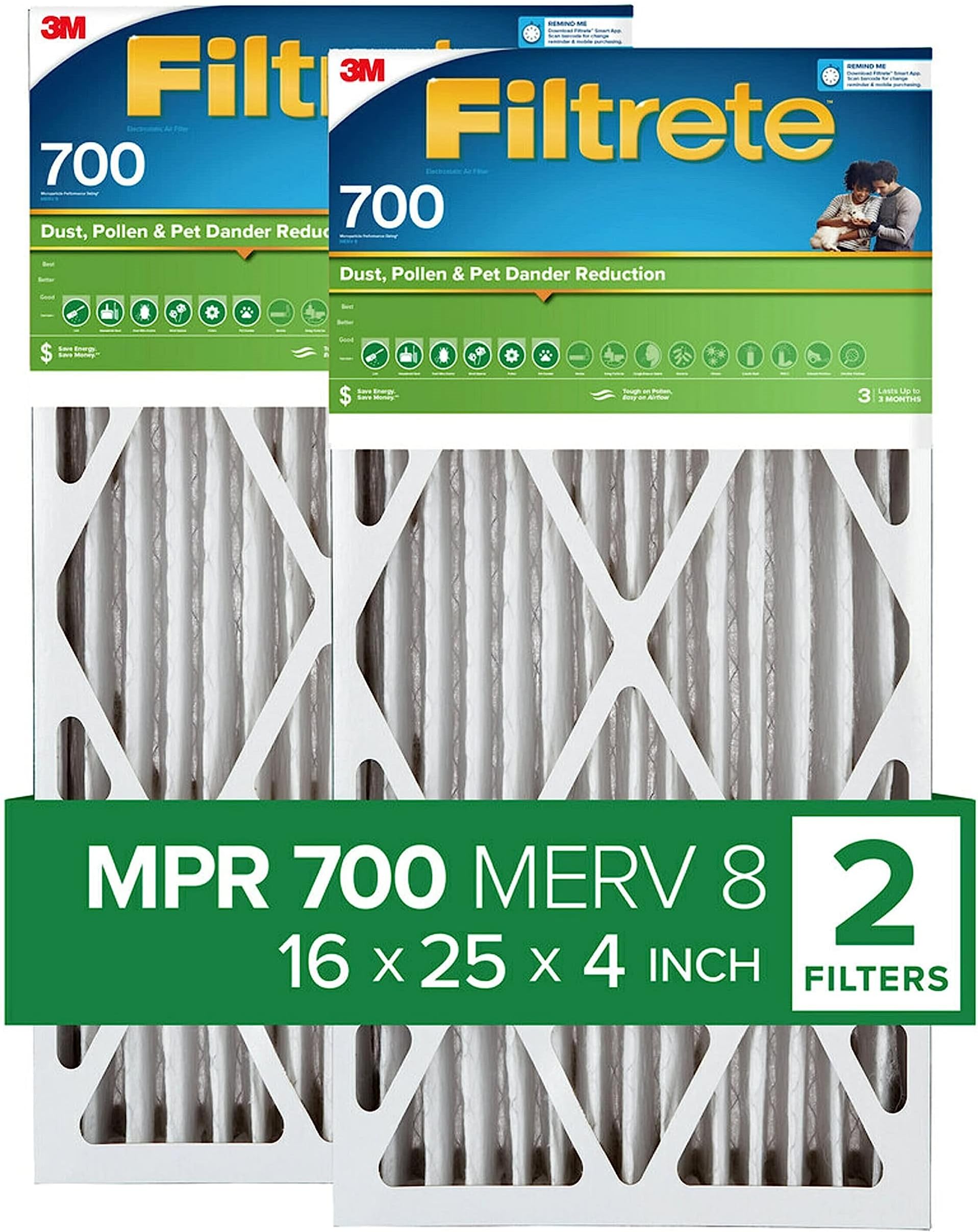 PRO SOURCE 16x25x4 MERV 8 Synthetic Media Air Filter with Paperboard