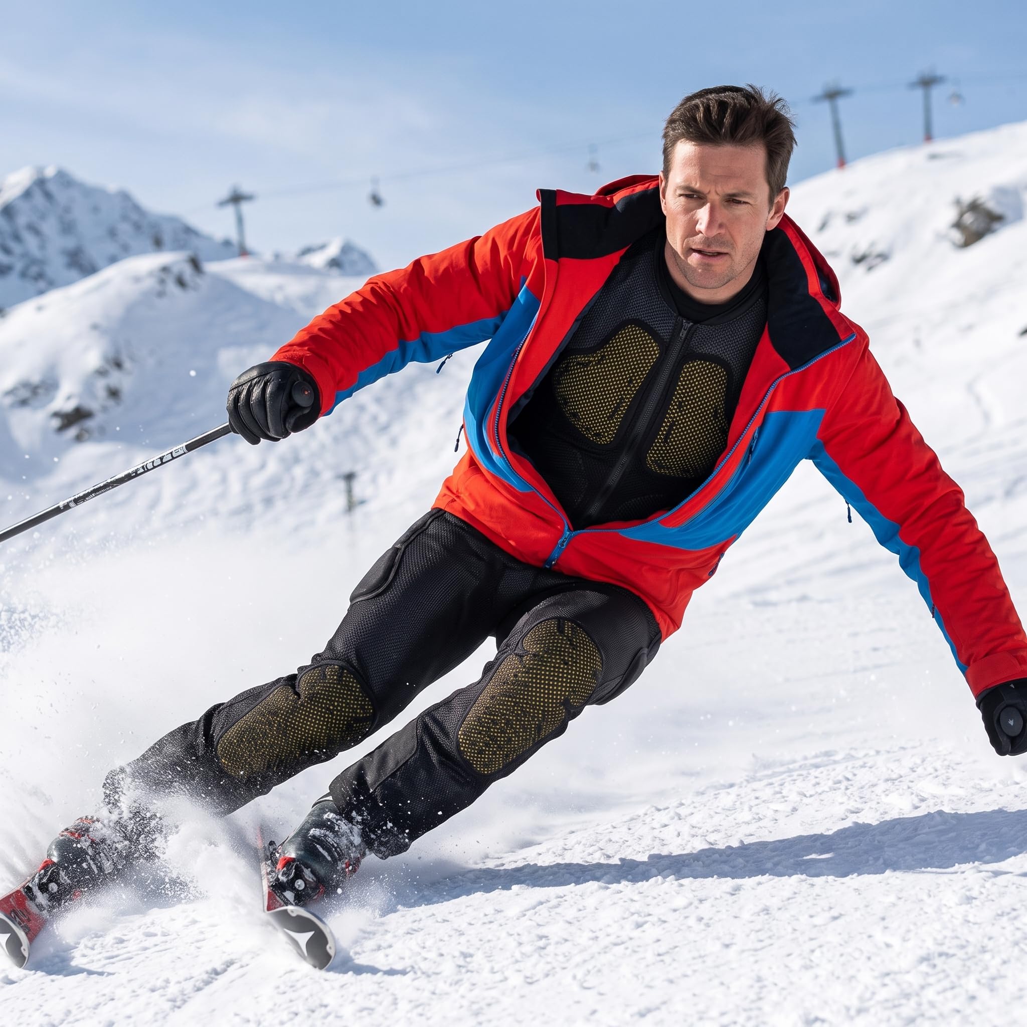 Ski Protektoren Set: Gepolsterte Shorts und Oberteil für umfassenden Hüft- und Oberkörperschutz beim Skifahren
