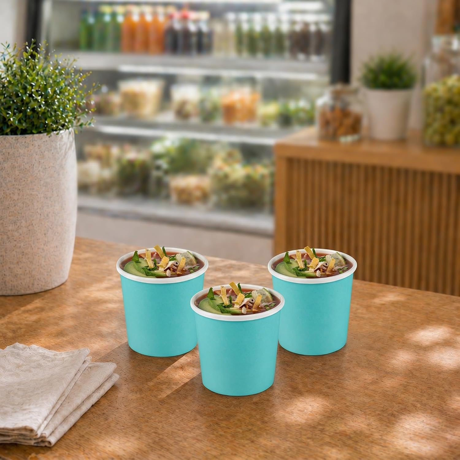 Restaurantware 12 oz Round Turquoise Paper Soup Container, 25 Pack image 4