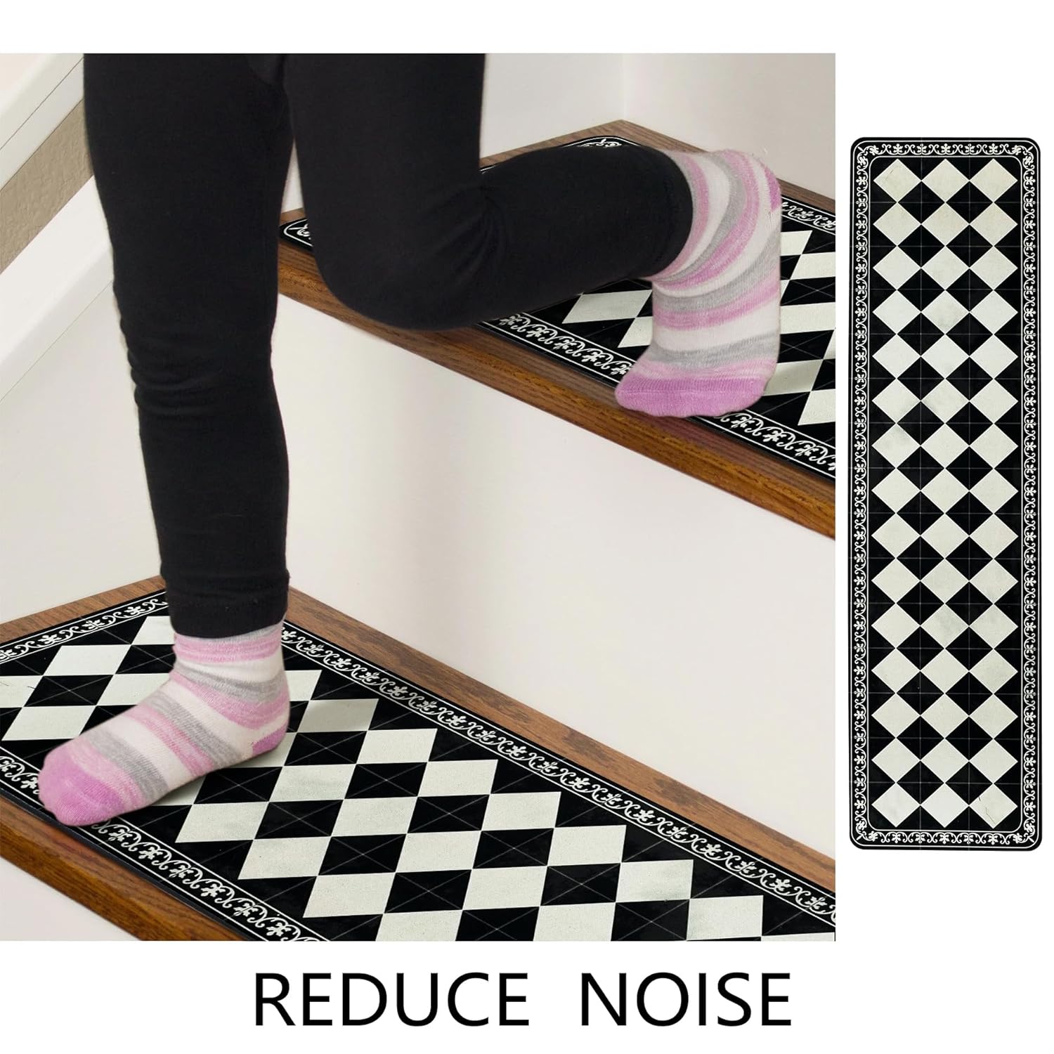 Boho Stair Treads Non Slip - Carpet Stair Treads for Wooden Steps Indoor, Stair Rugs for Kids, Elders and Dog, Stair Runners for Wooden Steps, 15 pcs