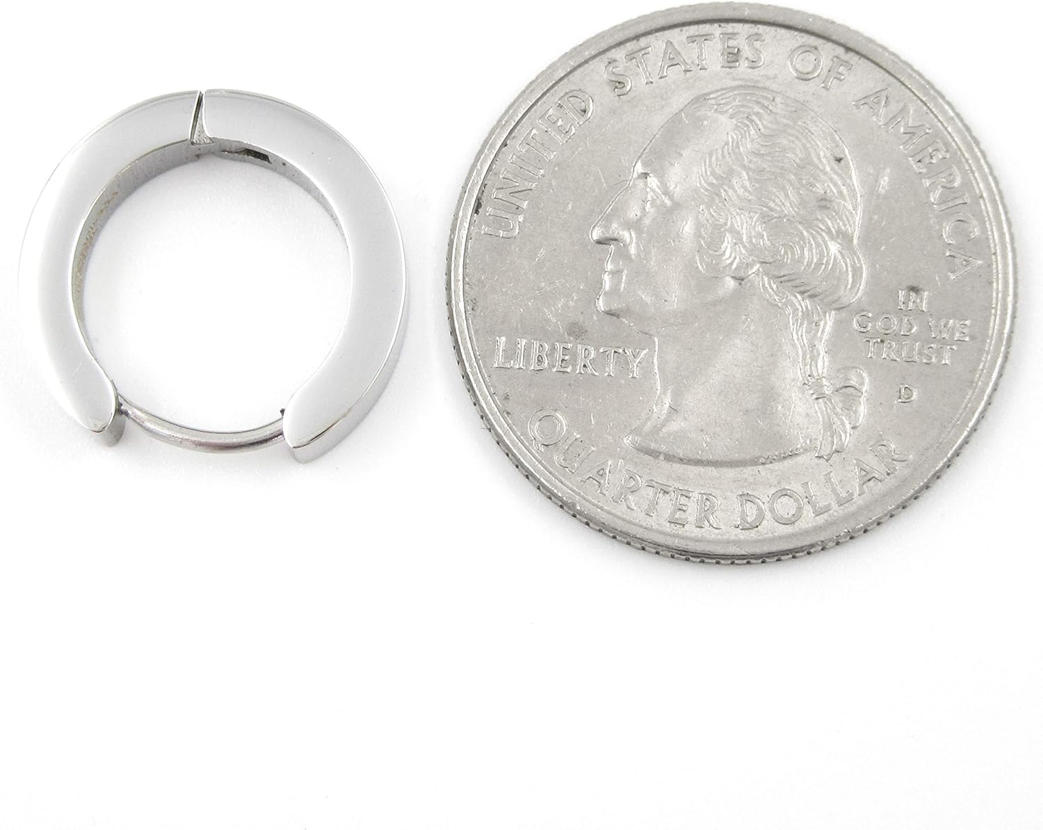 Pair Stainless Steel Hoop Huggy Earrings Black Silver-tone 16mm - Image 4