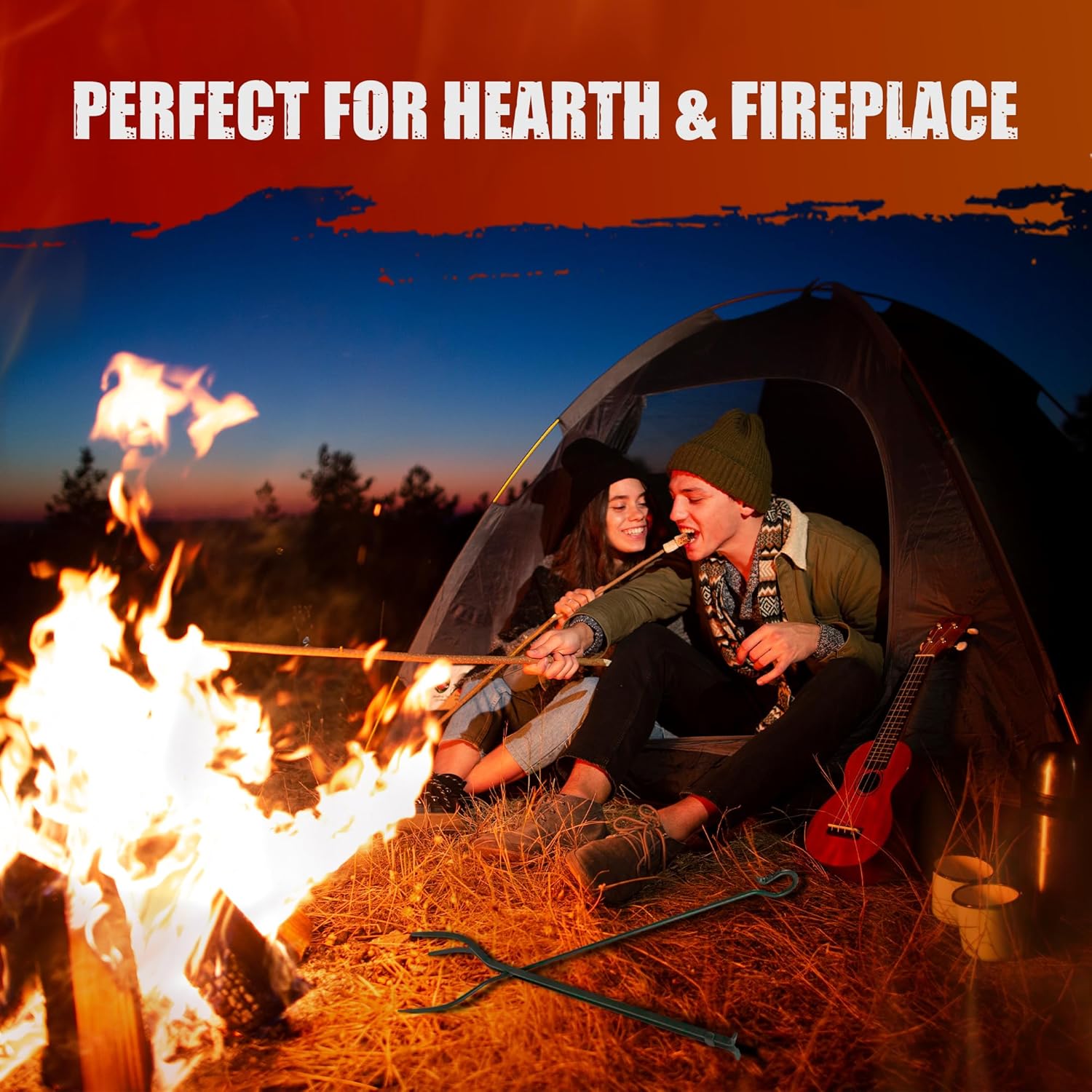 Pilgrim 30" Single Tong Tool | Hand-Forged Vintage Iron Fireplace Log Grabber | Durable 1/2" Iron Fireplace Tool | Enduring Product Warranty | Rustic Design | Perfect For Hearth & Fireplace