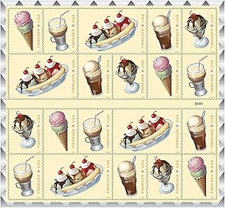 Soda Fountain Favorites USPS Forever First Class Postage Stamp Parties Celebrations Weddings Showers Icecream 1 sheet of 20 Stamps