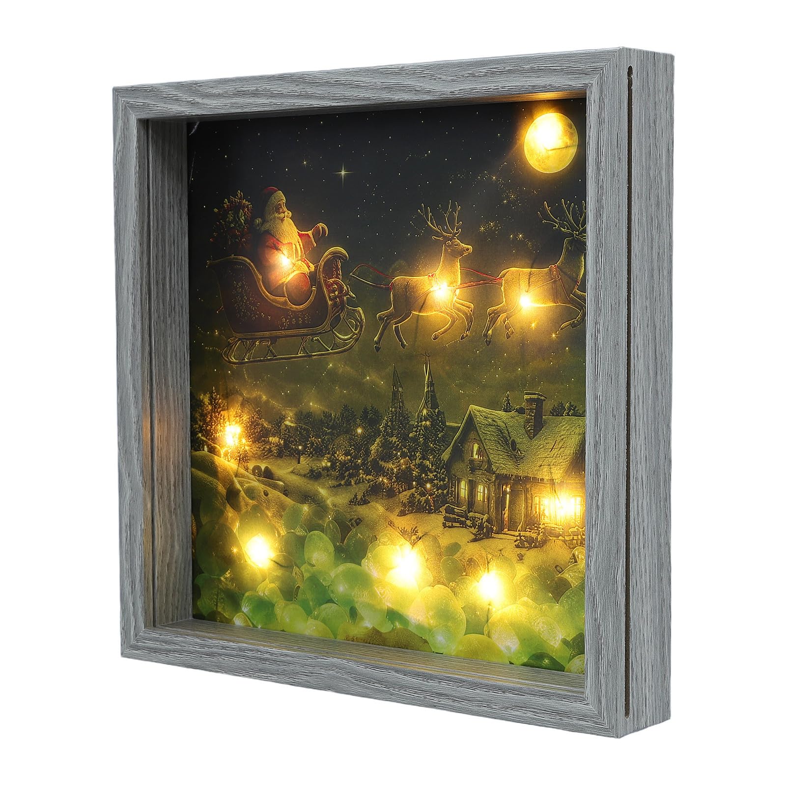 Weihnachtlicher LED Fotorahmen mit Santa und Schneemann