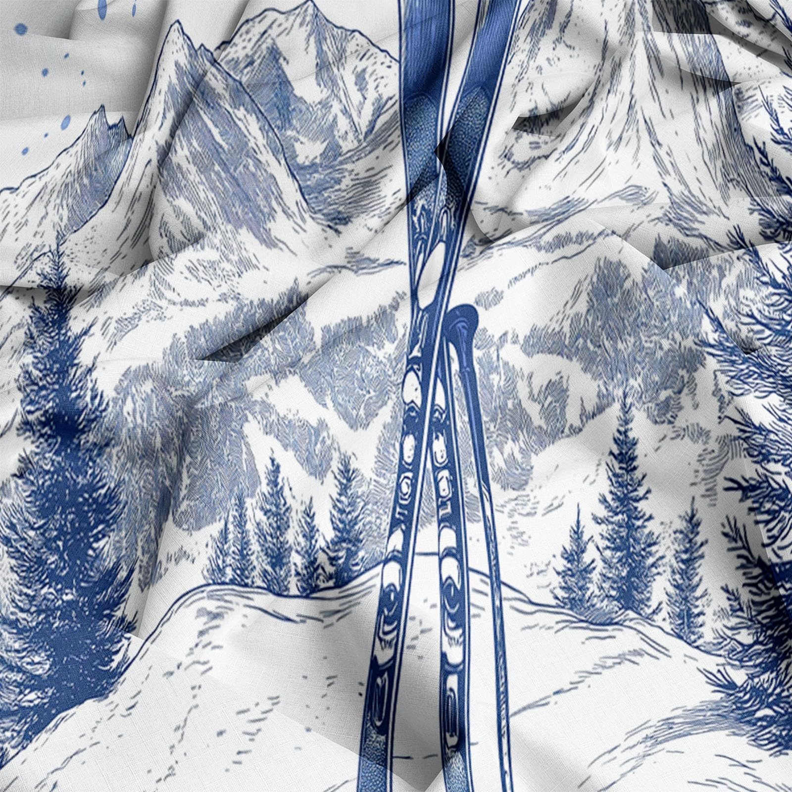 Zestaw pościeli 135/150 ręcznie rysowana stacja narciarska miękka deska snowboardowa poszewki na kołdrę 220x240cm i 2 poszewki na poduszki 50x75cm, błękitna pościel 3 sztuki, poszwa na kołdrę z