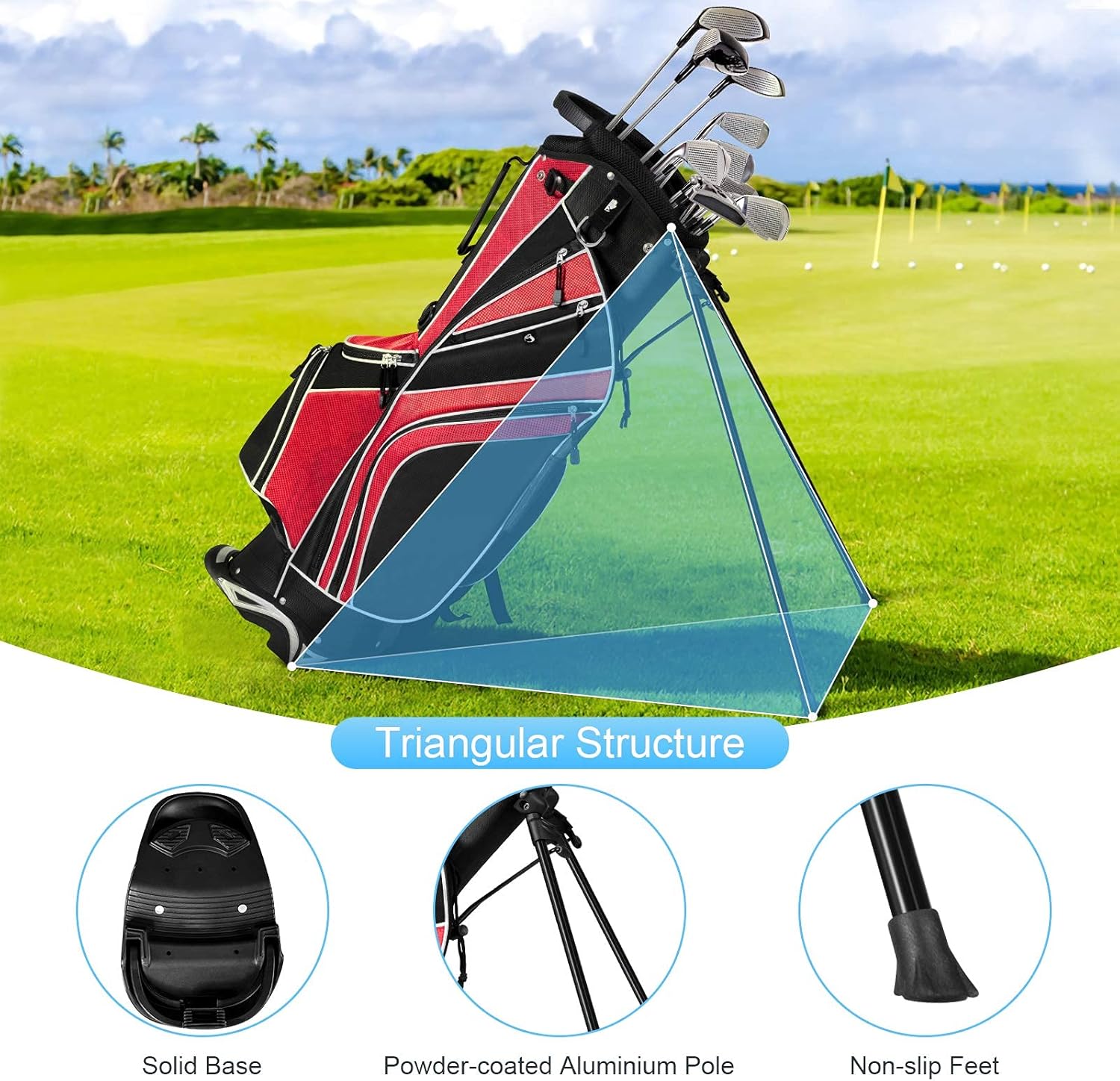 Mayjooy Golf Stand Bag, Portable Carry Golf Bag w/Ergonomic Dual Straps & 6 Way Top Divider, Lightweight Carry Organizer Pocket w/Umbrella Ring, Ideal for Men & Women