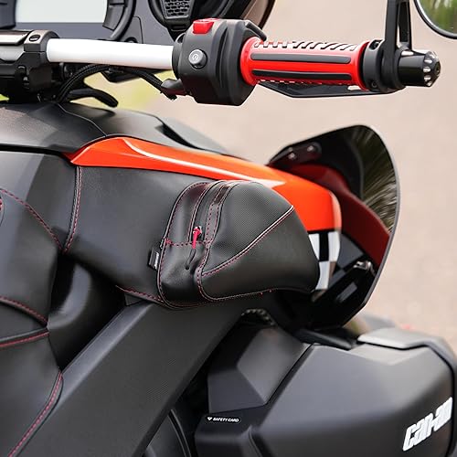 Miniatura 4 de Balística Dual Almacenamiento Tanque Bolsas Para Can-Am Ryker Red Stitch Impermeable Cremallera H40-401CRED Por Show Chrome