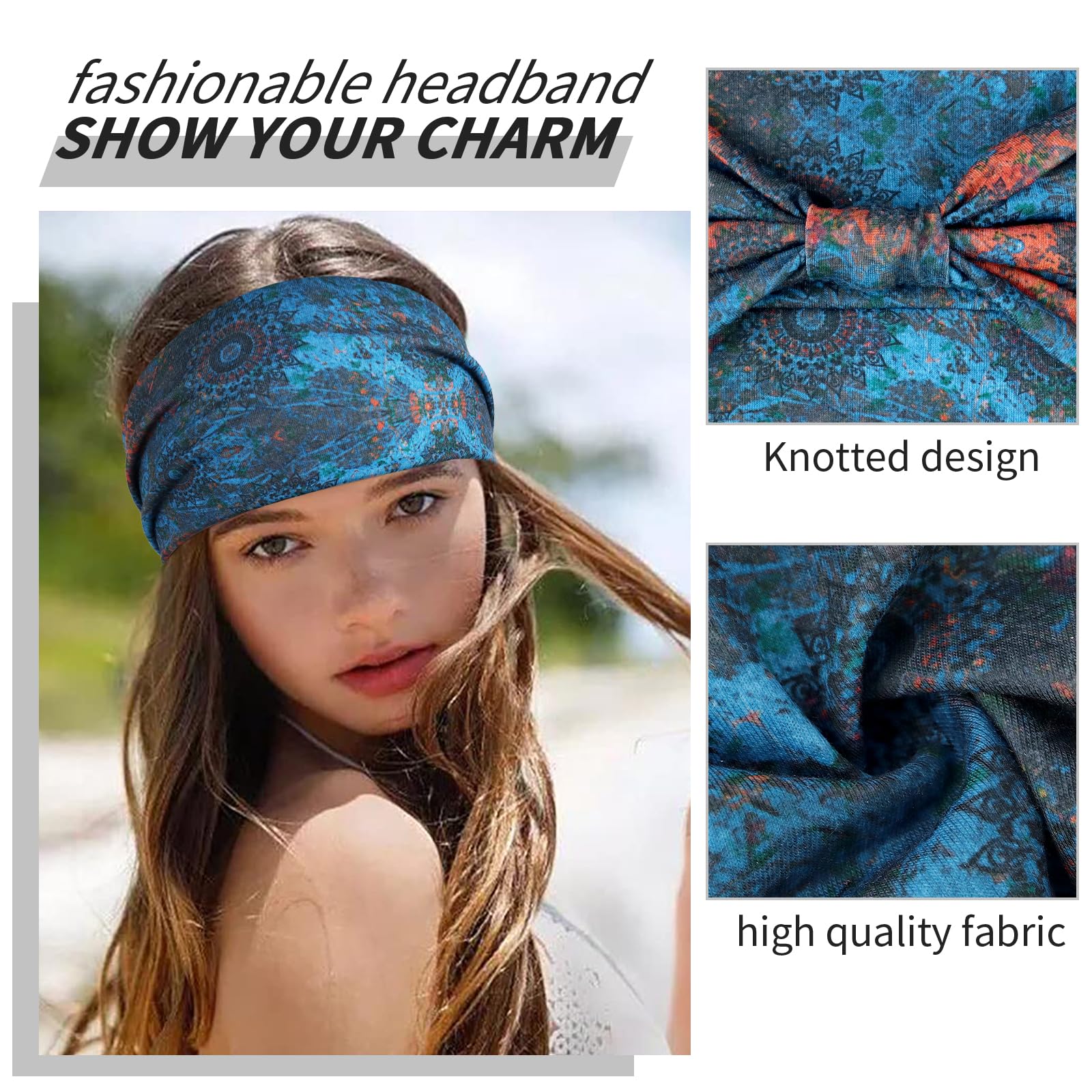 Kavya Women's Hair Bands, Pack of 4, Width 15 cm, Soft Elastic Hair Bands, Yoga Headbands, Women Girls Hair Accessories - Image 3