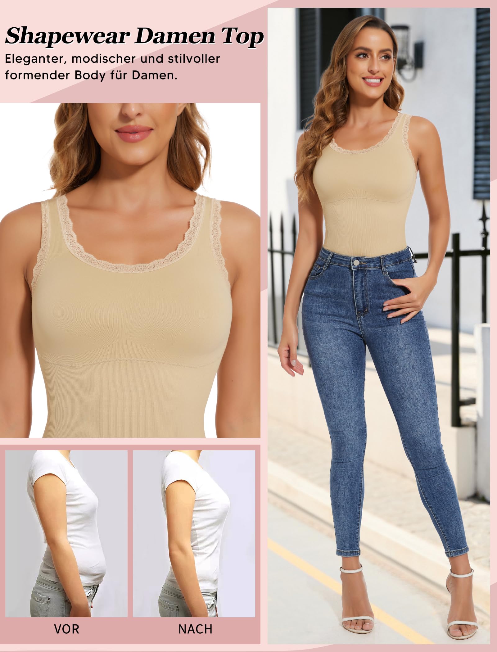 MISS MOLY Shape - Camiseta interior para mujer, sin costuras, moldeadora para mujer, moldeadora de figura, moldeadora de cuerpo, camisa moldeadora