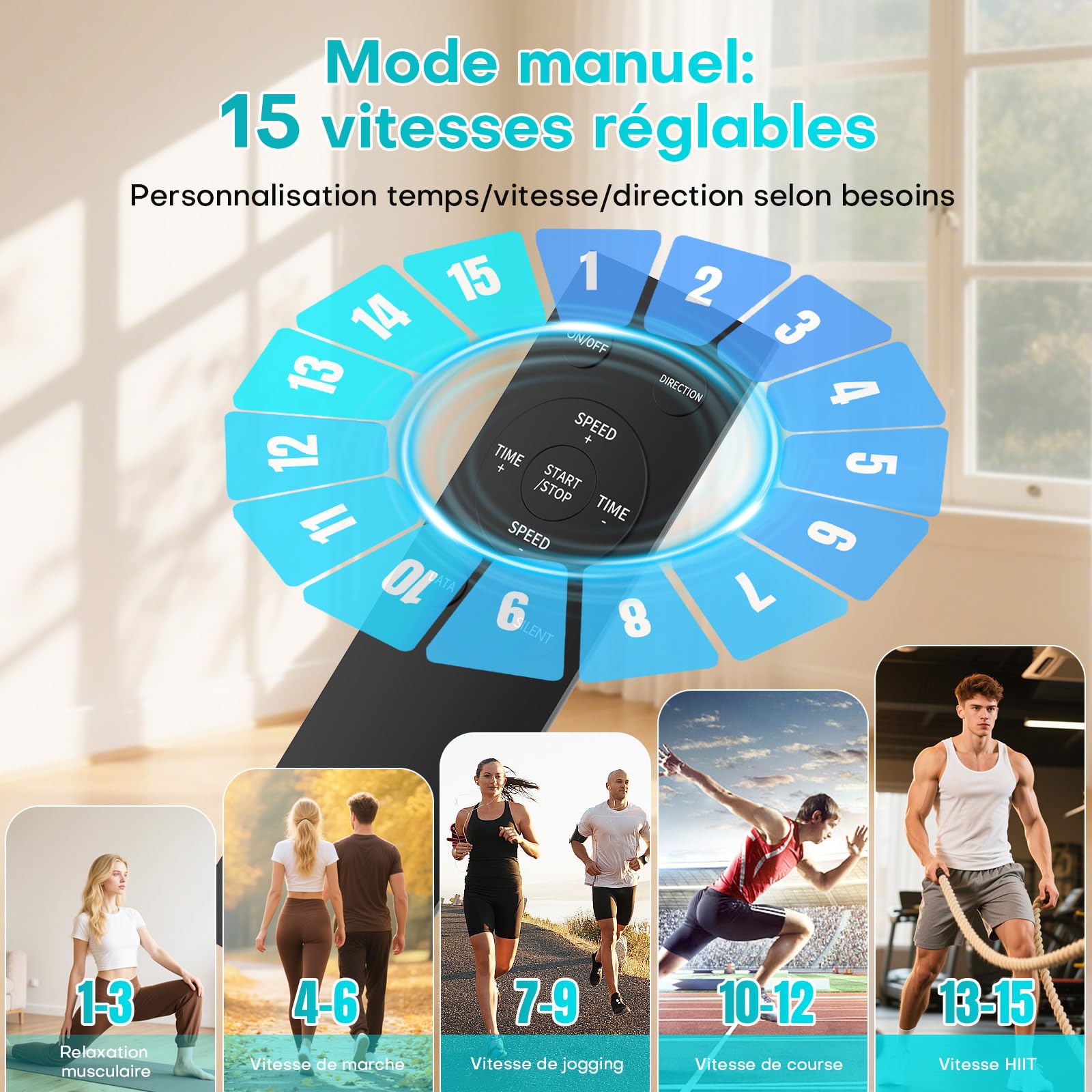 Velo Elliptique, Mini Vélo Elliptique Électrique pour la Maison 2 en 1 avec 15 Vitesses Réglables et 3 Modes Automatiques, Exerciseur de Pédales pour Seniors et Adultes avec Télécommande